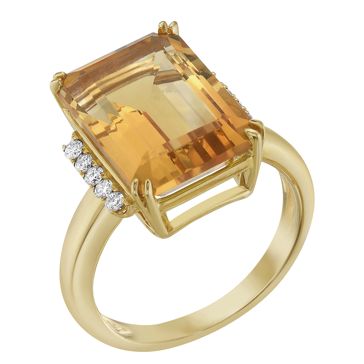 Ring 14KY/3.9G 1CIT-7.16CT 10RD-0.14CT Citrine