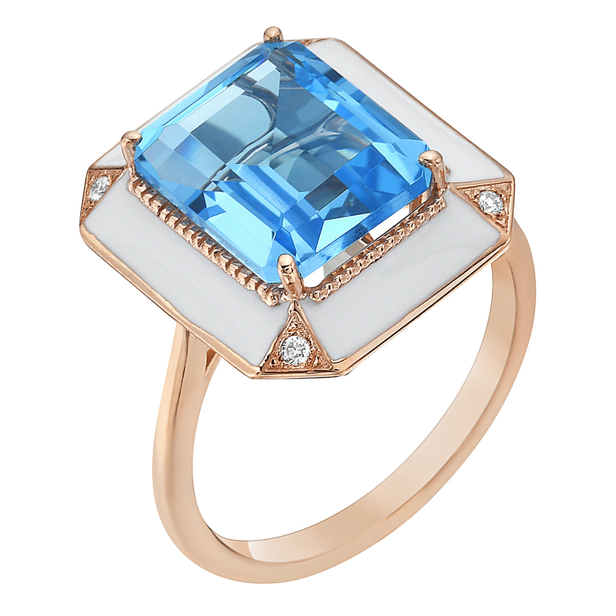 Ring 18KR-3.93G  4D-0.03ct 1BT-5.81ct W.Emamel Blue Topaz