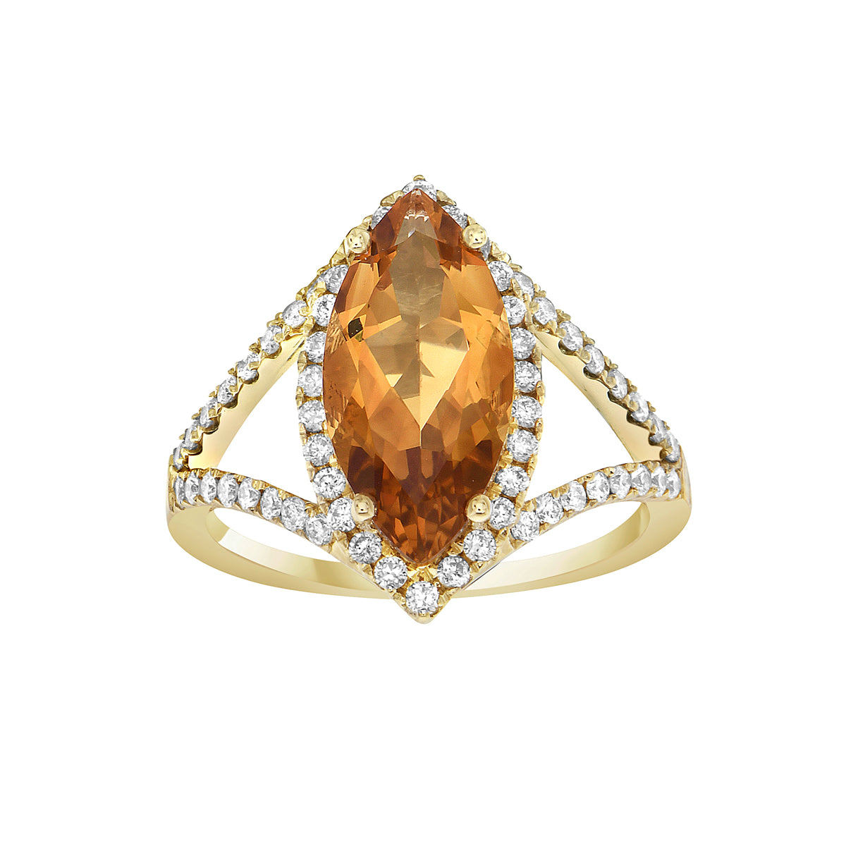 Ring 14KY/3.7G 1CIT-4.54CT 62RD-0.52CT Citrine