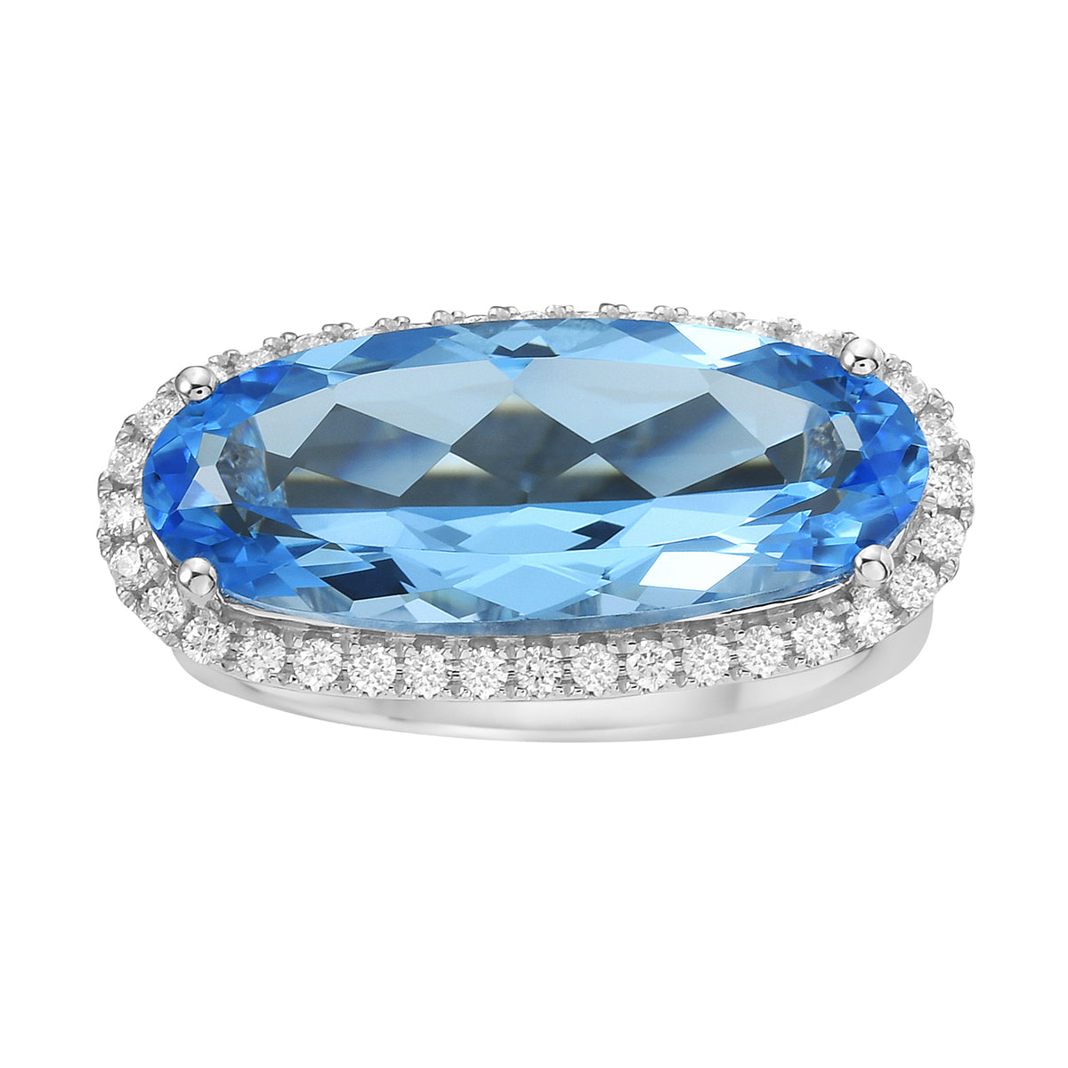 Ring 14KW/3.2G 1SWBT-5.45CT 36RD-0.30CT SwissBlueTopaz