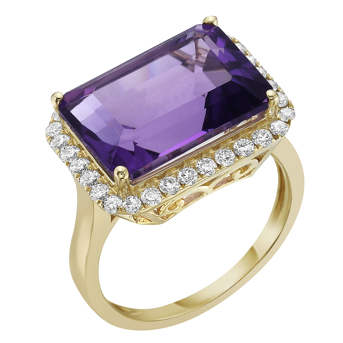 Ring 14KY/3.6G 1AME -7.22CT 32RD-0.45CT Amethyst