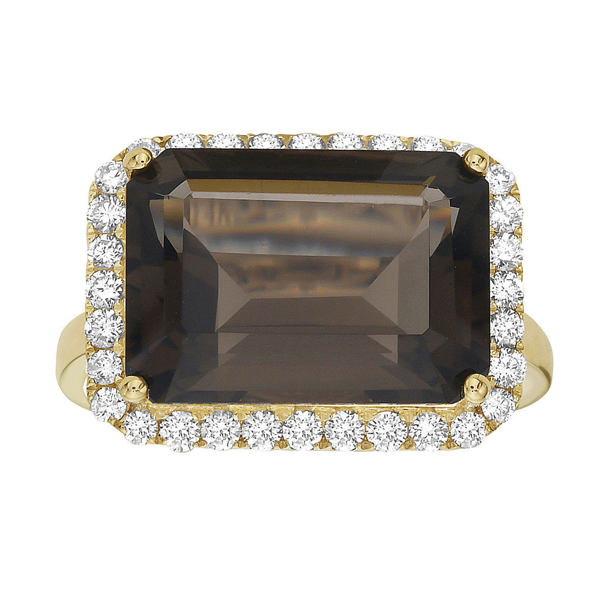 Ring 14KY/3.5G 1SQ-6.61CT 32RD-0.46CT Smokey Quartz