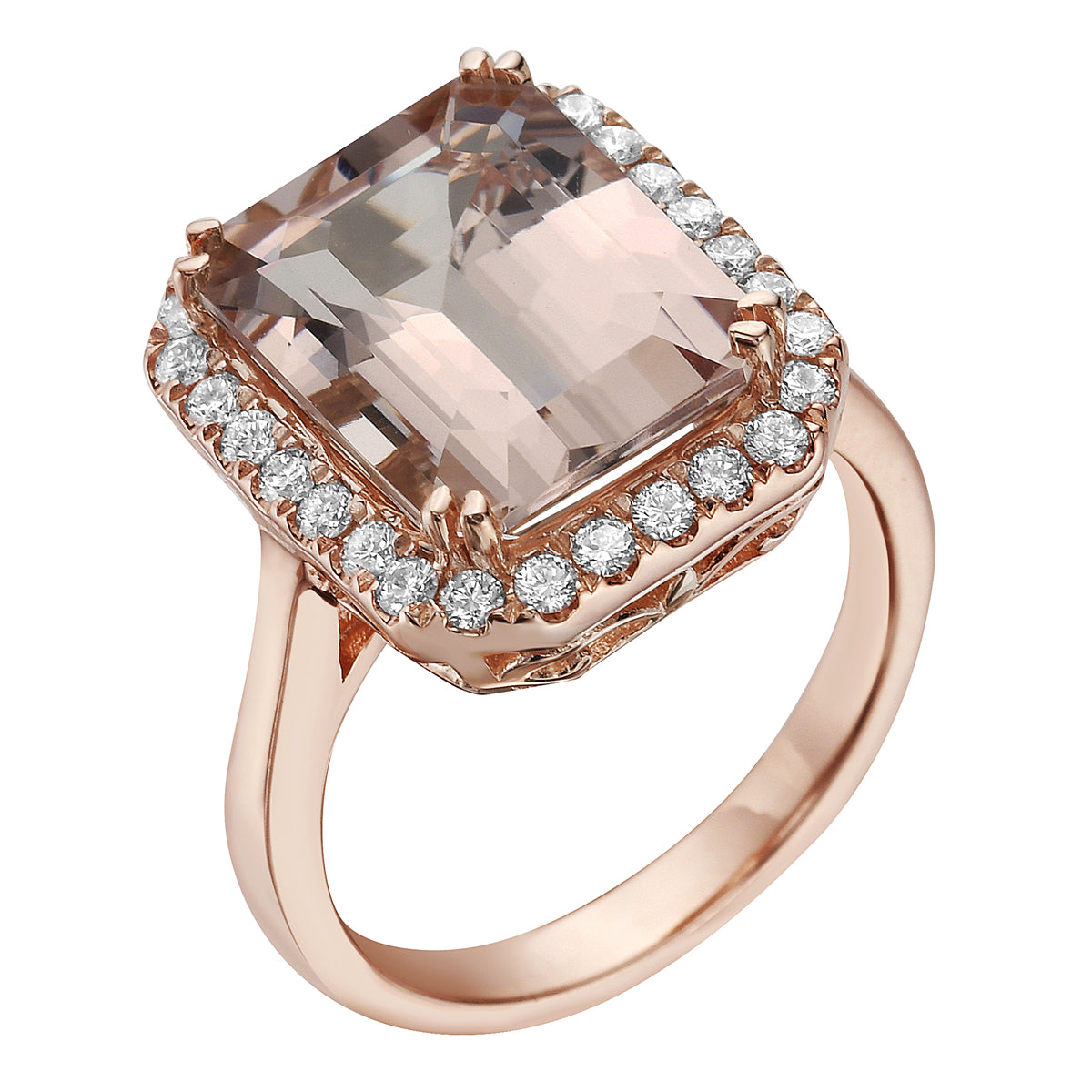 Ring 14KR/4.7G 1MORG-6.49CT 28RD-0.40CT Morganite