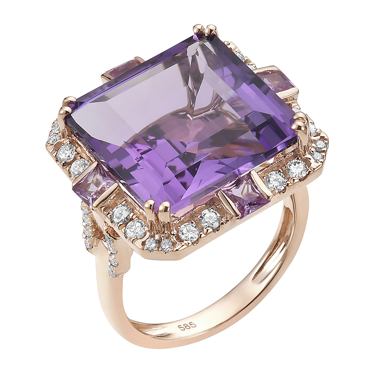 14KR-6.13G 40D-0.48ct 1AM-14.43ct 4PS-0.77ct Amethyst & Pink Sapp