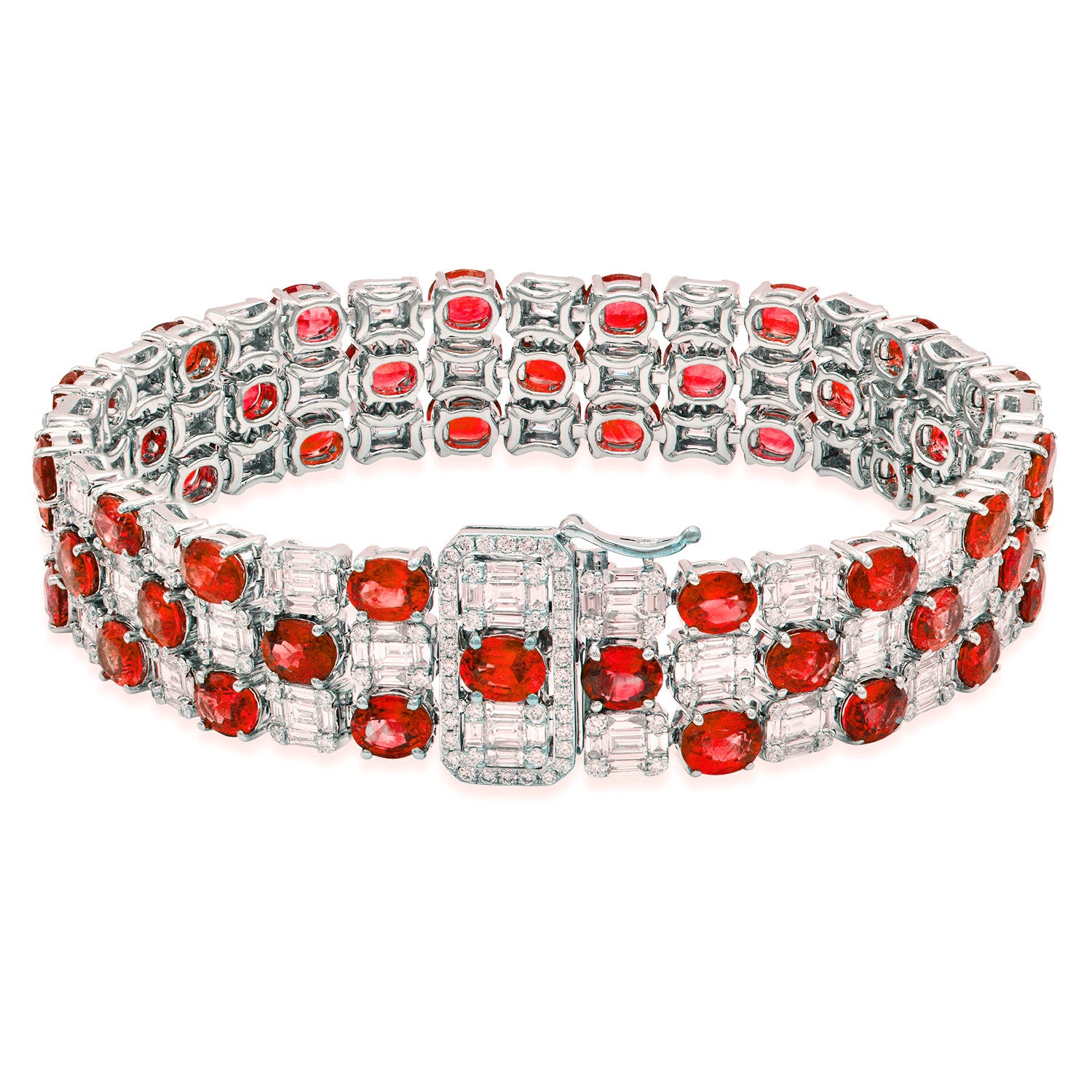 Bracelet 18KW/37.0G 50RUBY-21.09CT 234RD-1.51CT 250BD-5.97CT