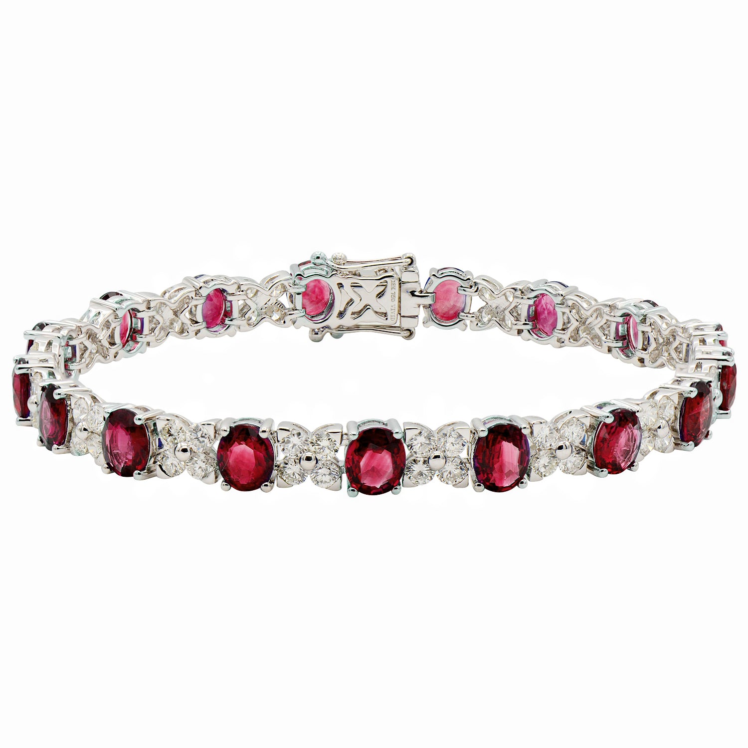 Bracelet 18KW/15.6G 17RUBY-9.31CT 68RD-3.97CT