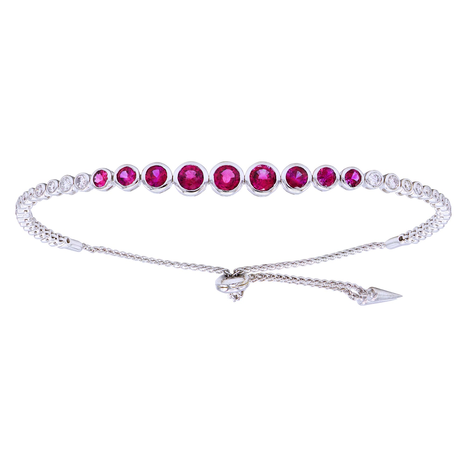 Bracelet 14KW/5.3G 9RUBY-1.35CT 34RD-0.61CT