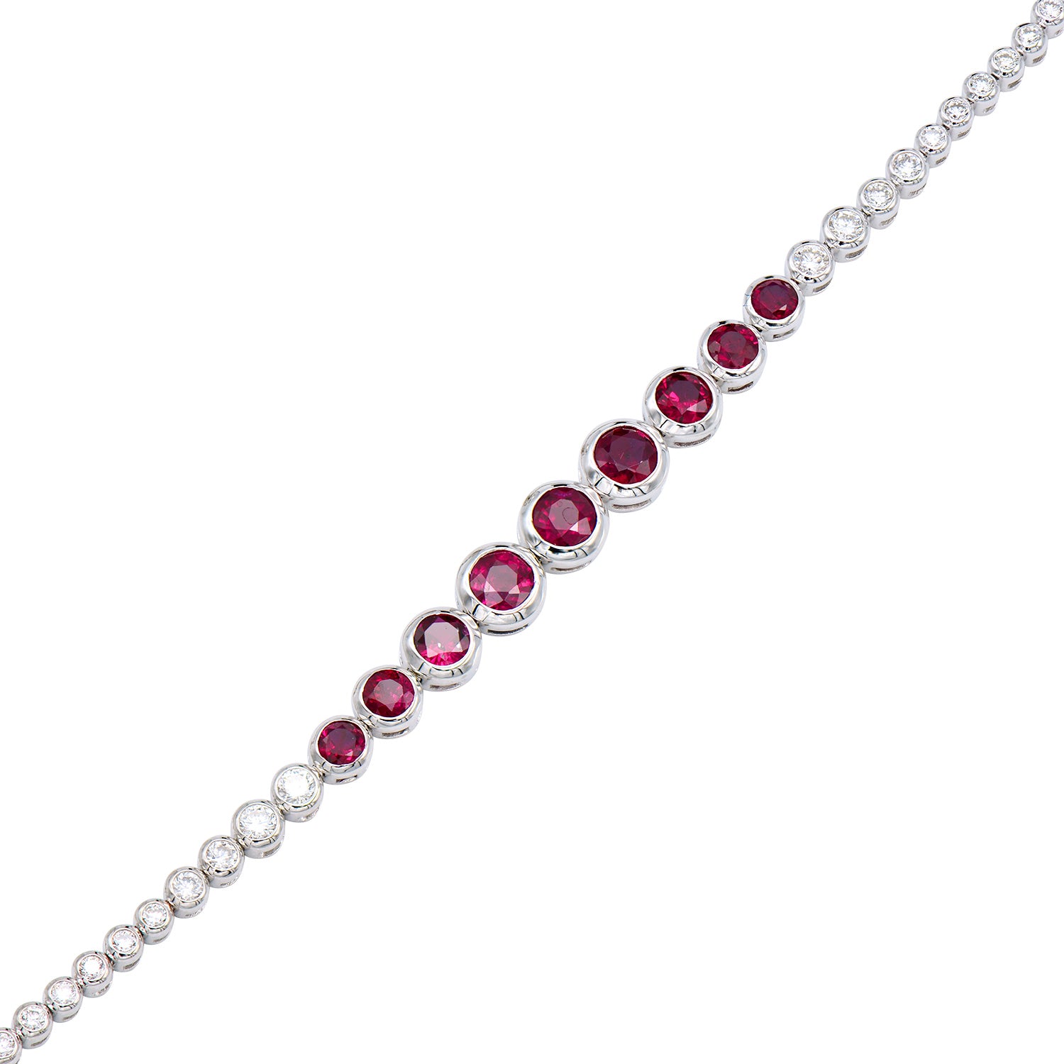 Bracelet 14KW/5.3G 9RUBY-1.35CT 34RD-0.61CT