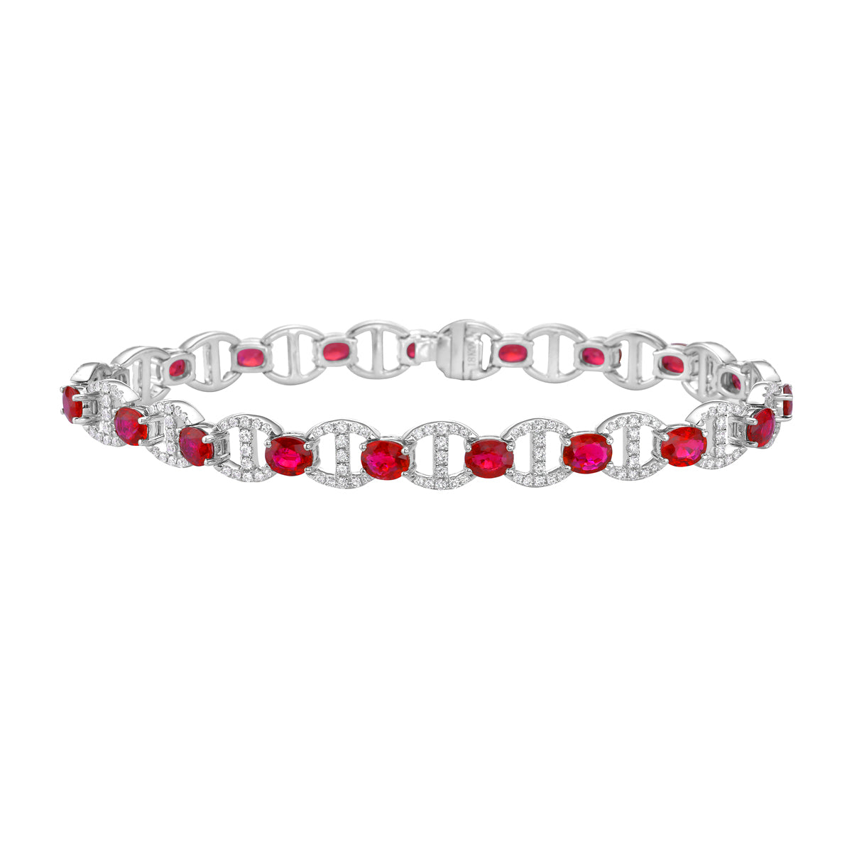 Bracelet 18KW/16.5G 19RUBY-7.40CT 247RD-1.46CT