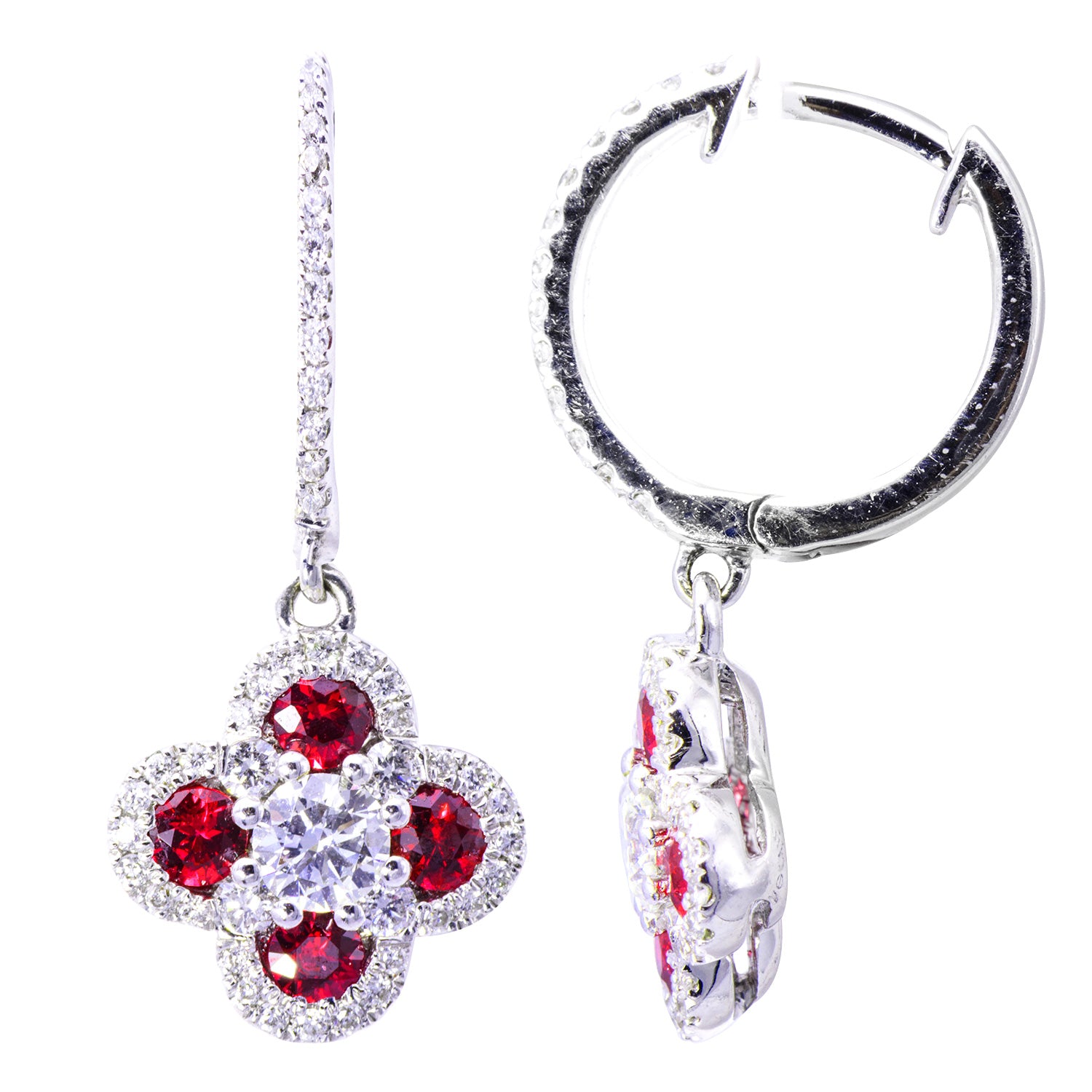 18KW Ruby Hanging Earrings