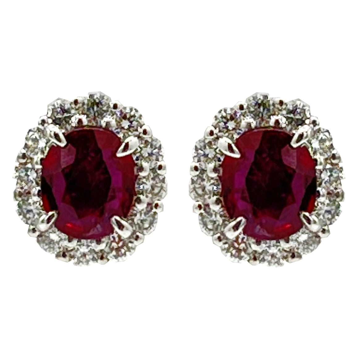 Earrings 18KW/2.7G 2RUBY-1.60CT 24RD-0.60CT