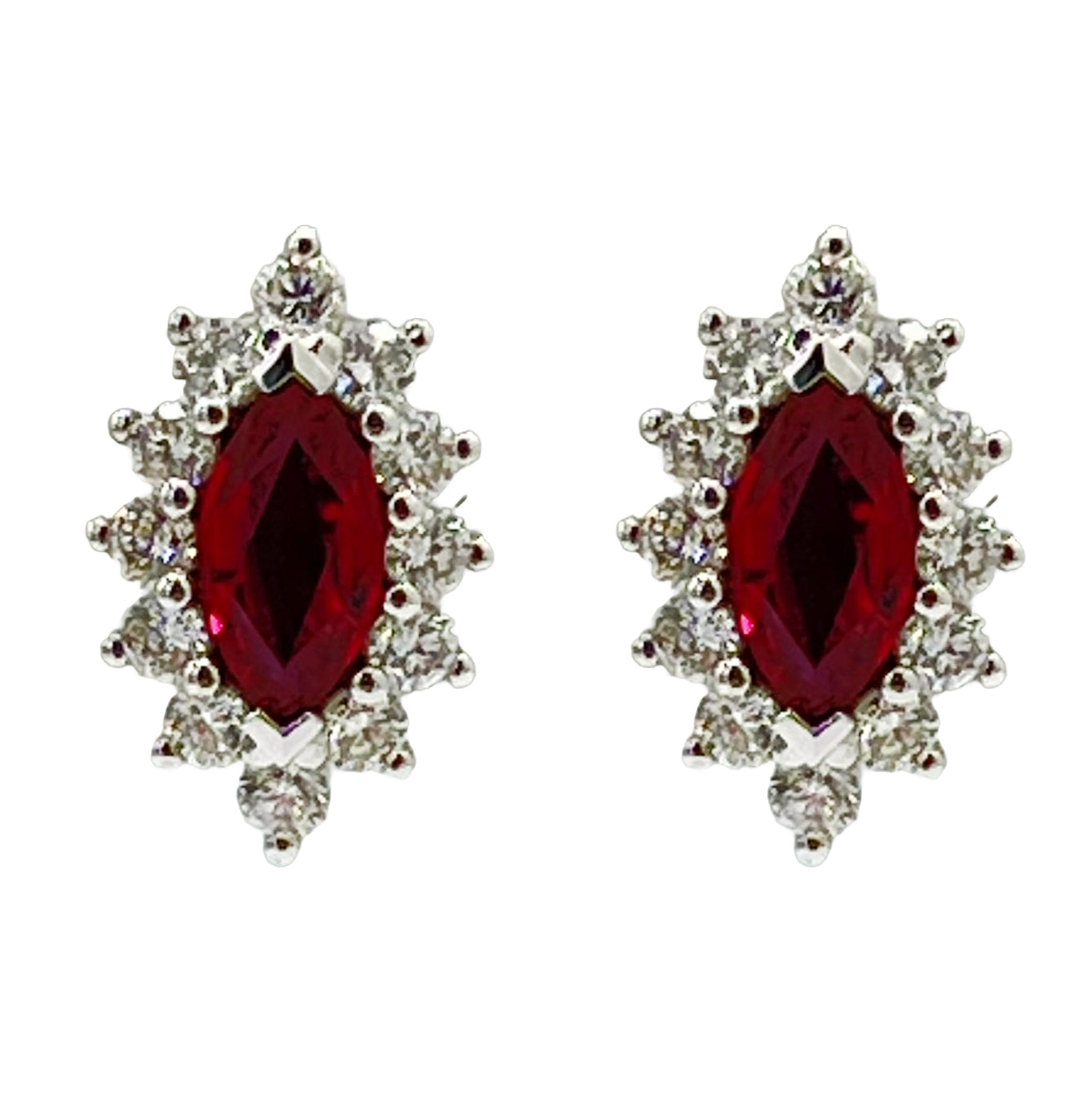 Earrings 18KW/2.7G 2RUBY-0.92CT 24RD-0.59CT