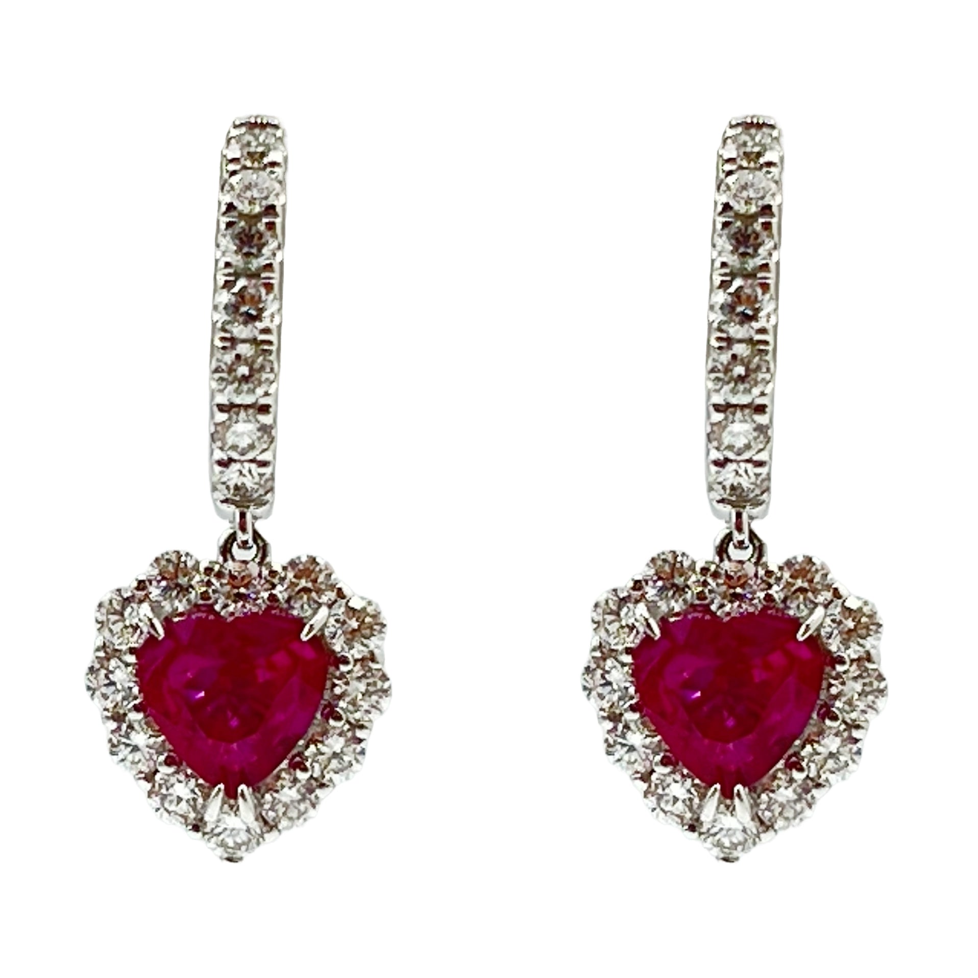 Earrings 18KW/3.5G 2RUBY-2.01CT 39RD-1.16CT