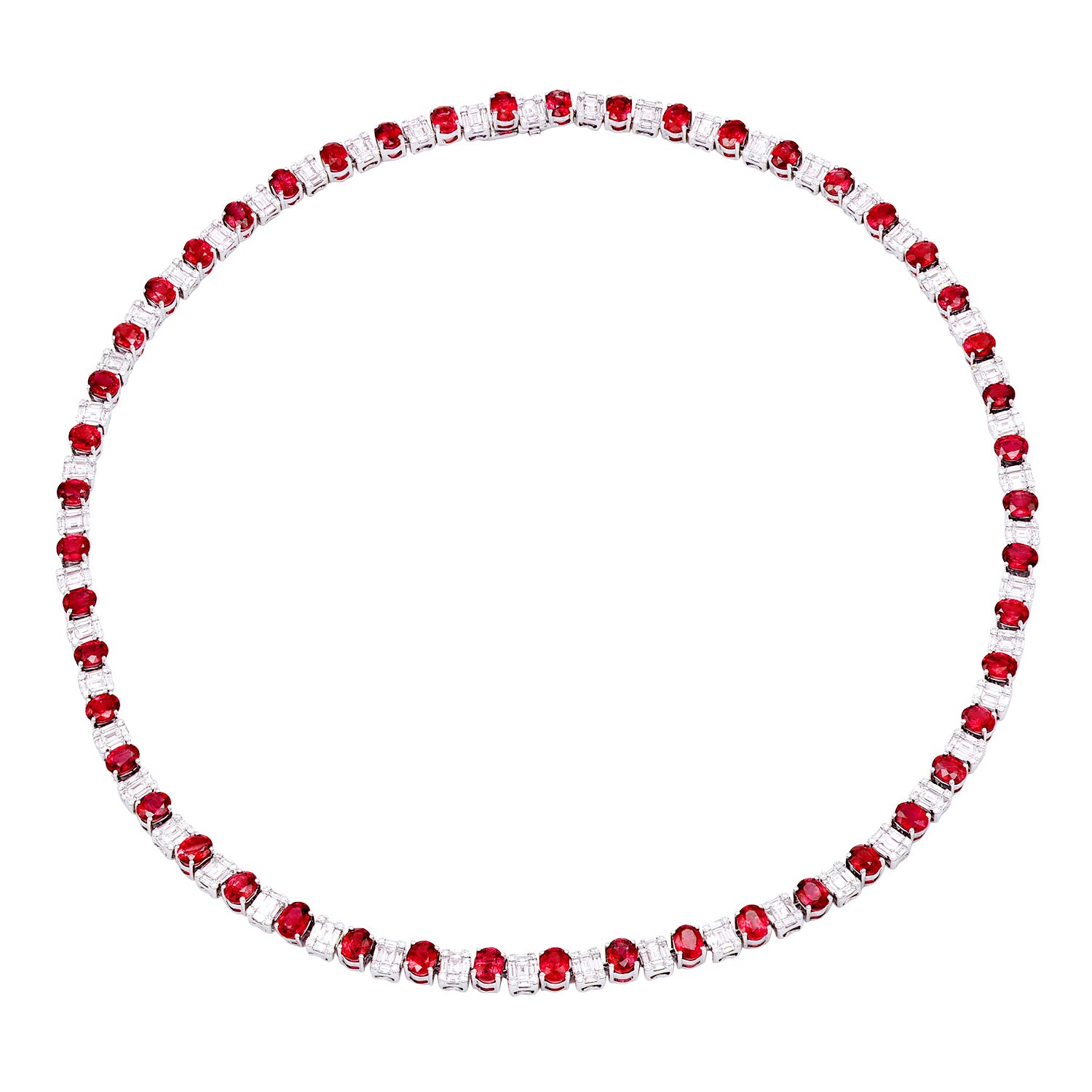 Necklace 18KW/31.8G 49RUBY-21.68CT 245BD-5.81CT 196RD-1.24CT