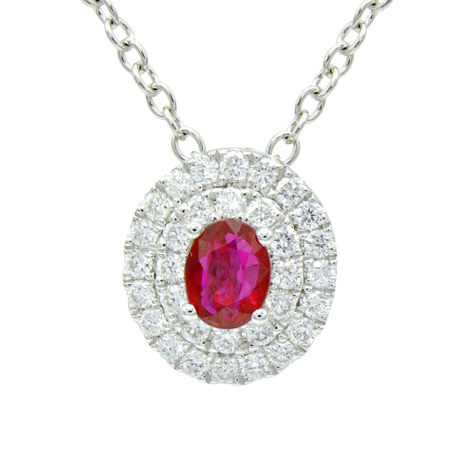 Double Halo Ruby Pendant