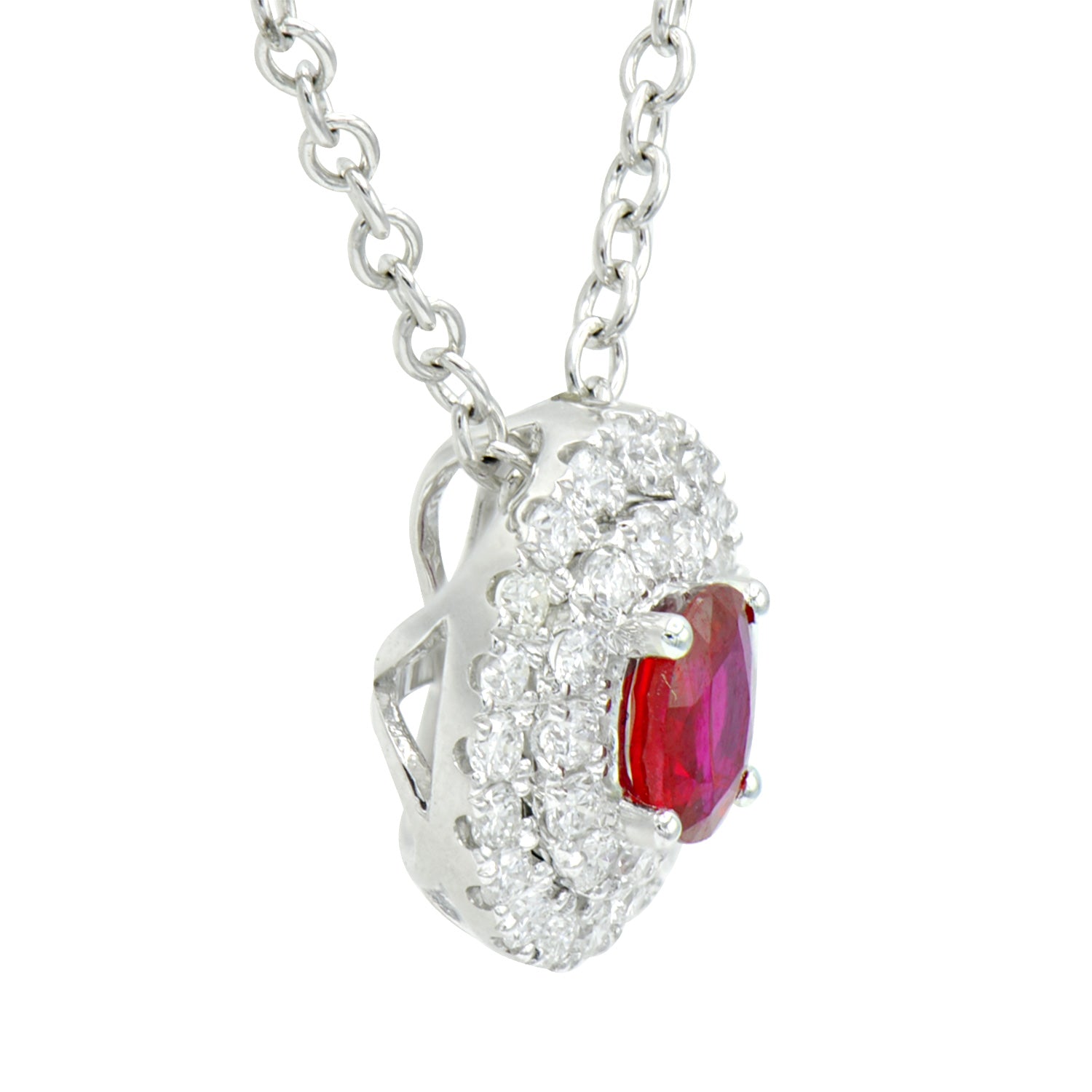 Double Halo Ruby Pendant