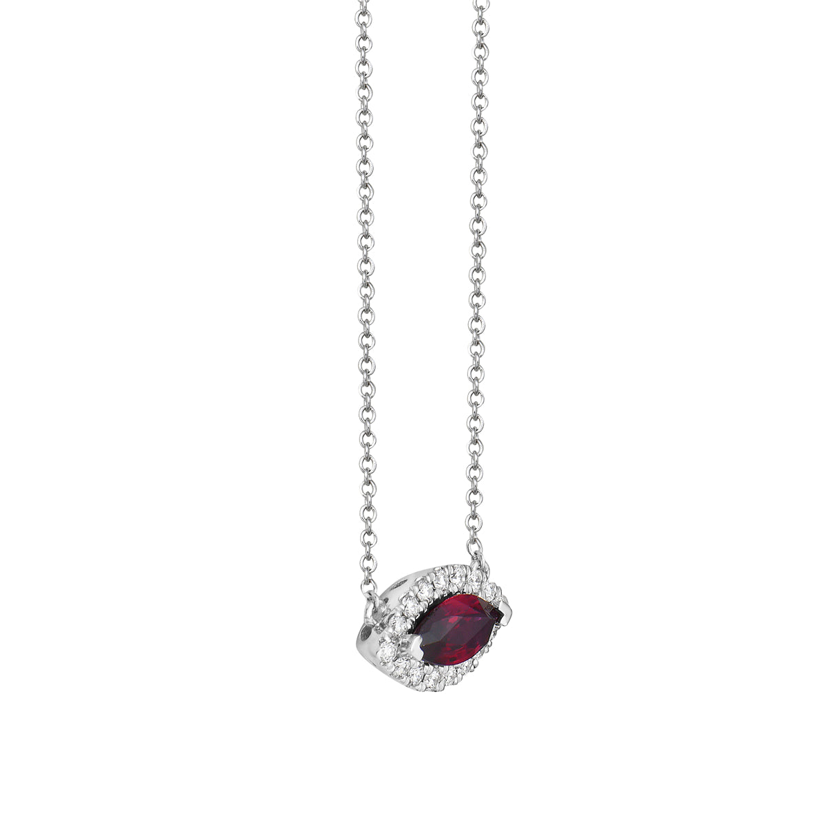 Pendant 18KW/0.9G 1RUBY-0.55CT 16RD-0.14CT