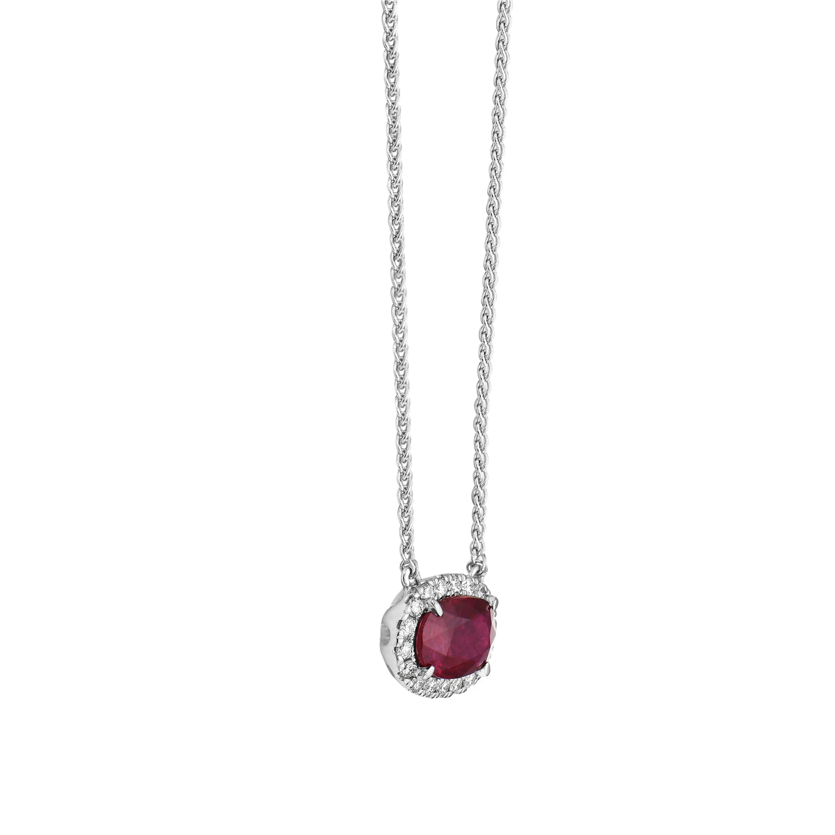 Pendant 18KW/1.1G 1RUBY-1.20CT 18RD-0.18CT