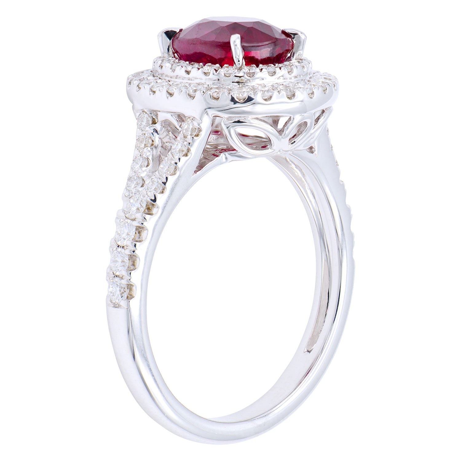 Ring 18KW/6.0G 1RUBY-2.42CT 72RD-0.59CT