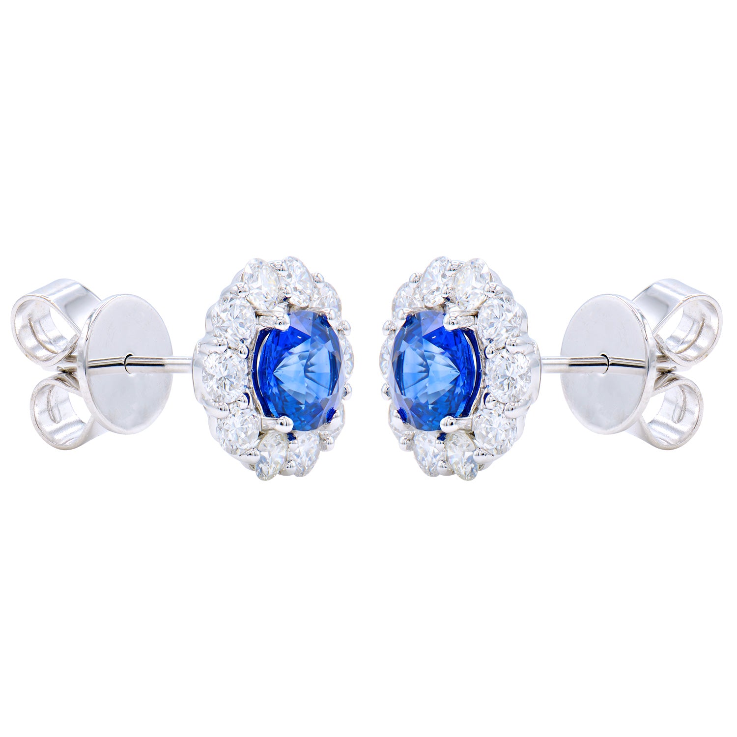 18KW Blue Sapphire Stud Earrings