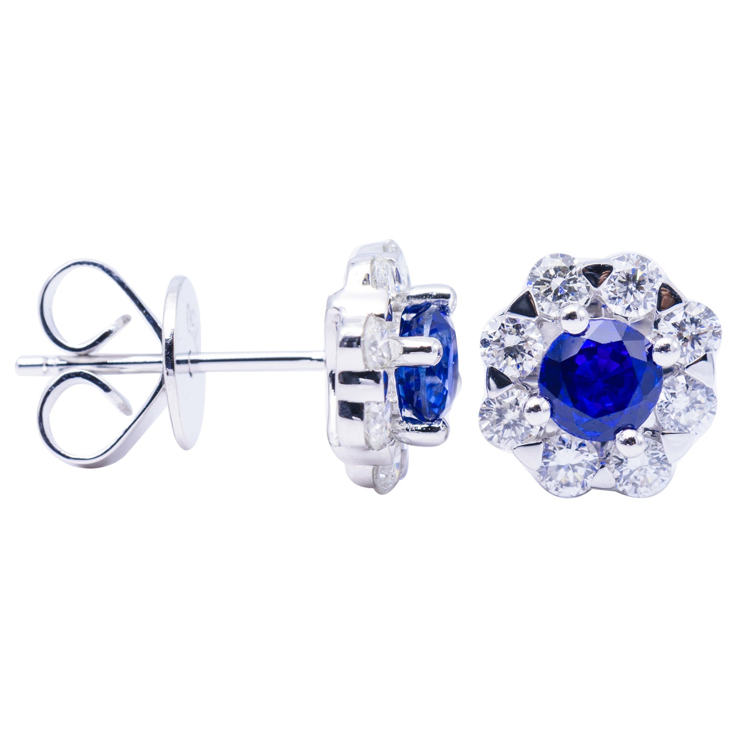 18KW Blue Sapphire Stud Earrings