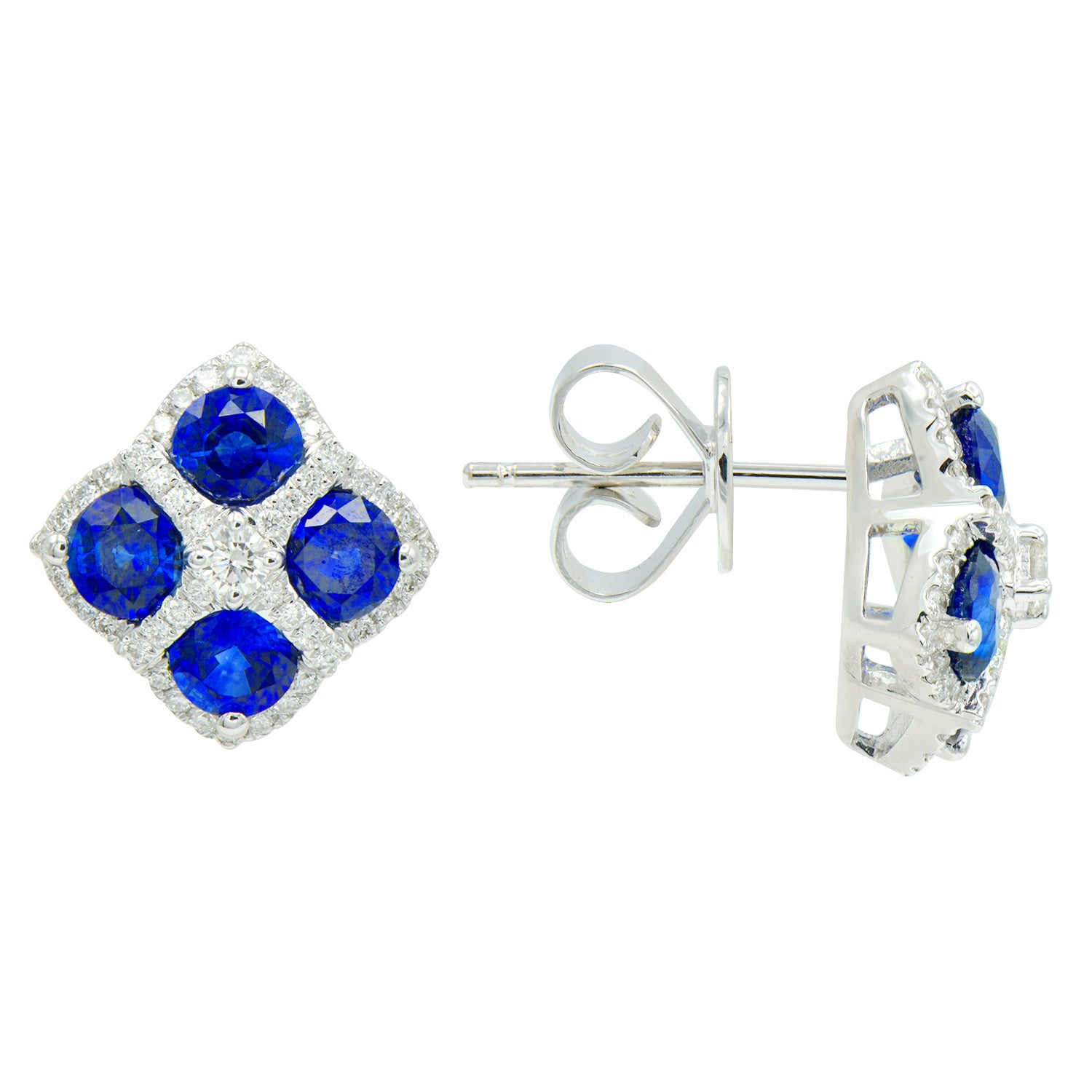 18KW Blue Sapphire Stud Earrings