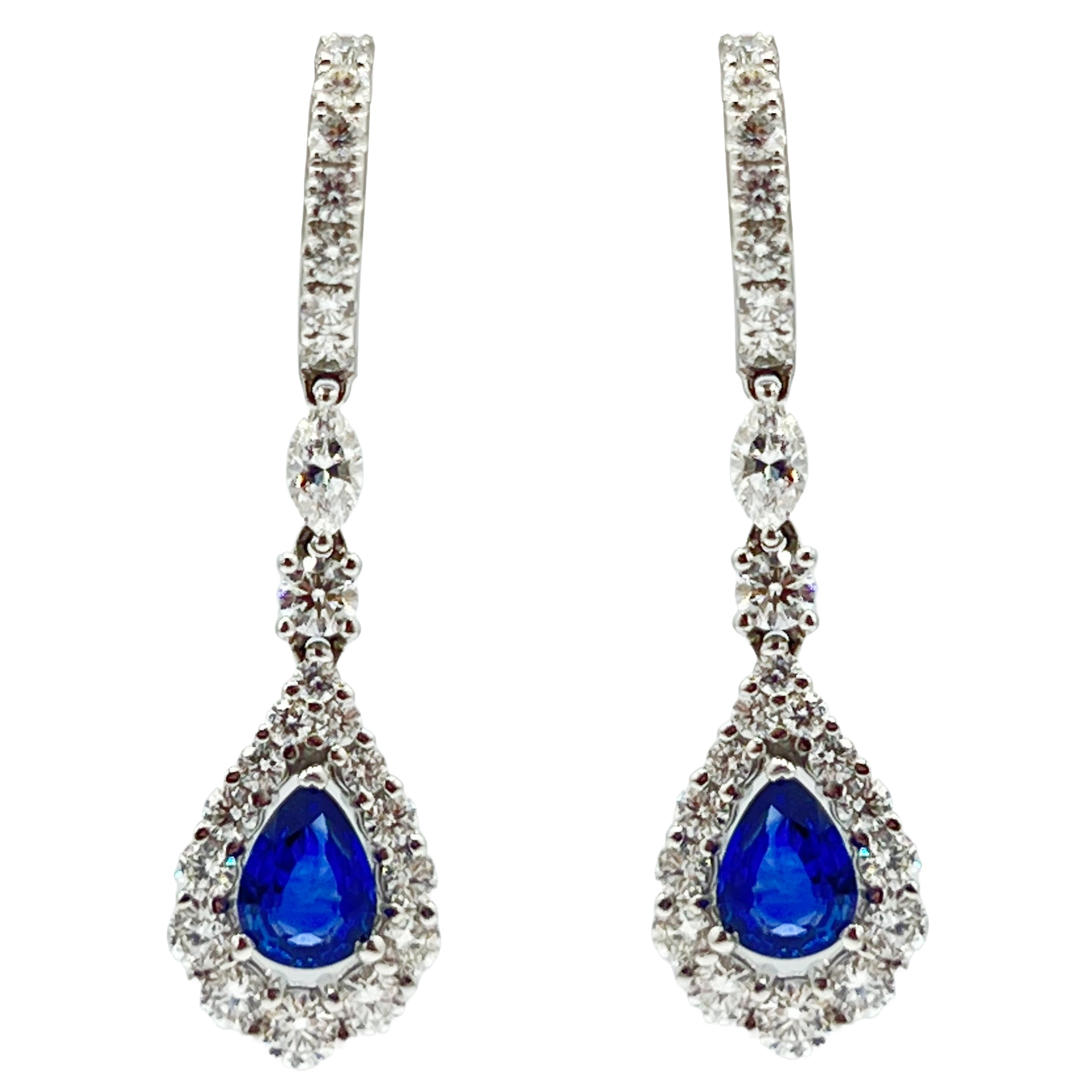 Earrings 18KW/5.8G 2SAPP-1.35CT 46RD-1.47CT 2MD-0.30CT