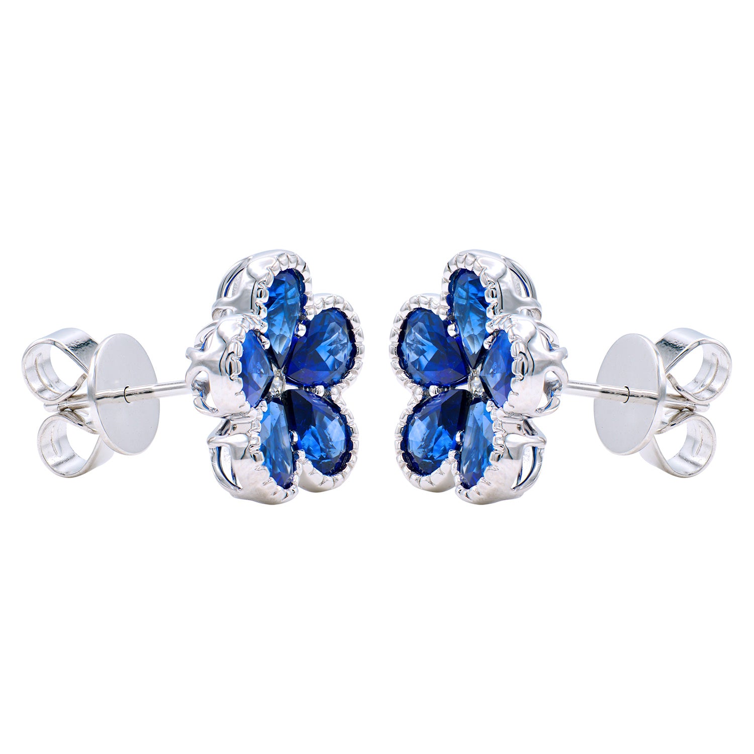 18KW Blue Sapphire Stud Earrings