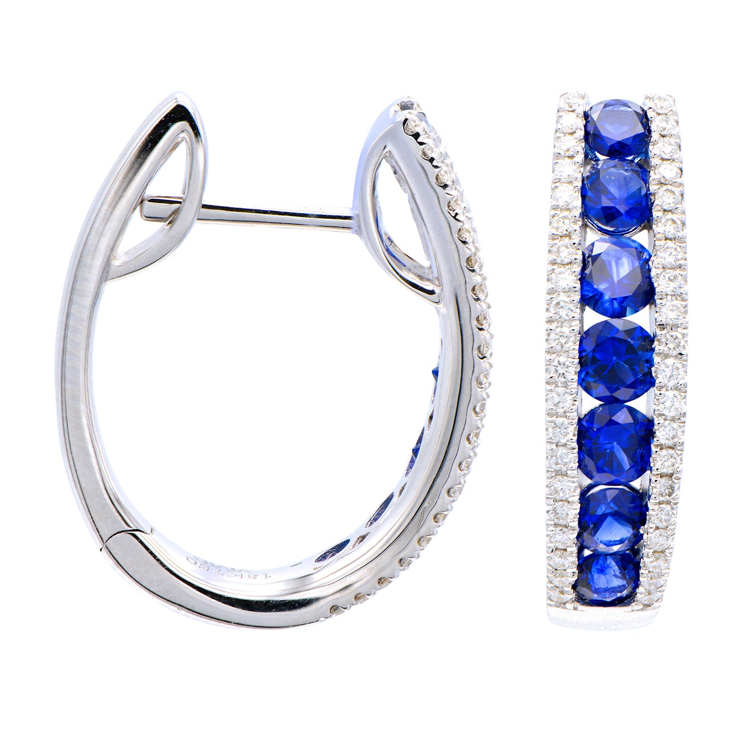 18KW Blue Sapphire Huggie Earrings