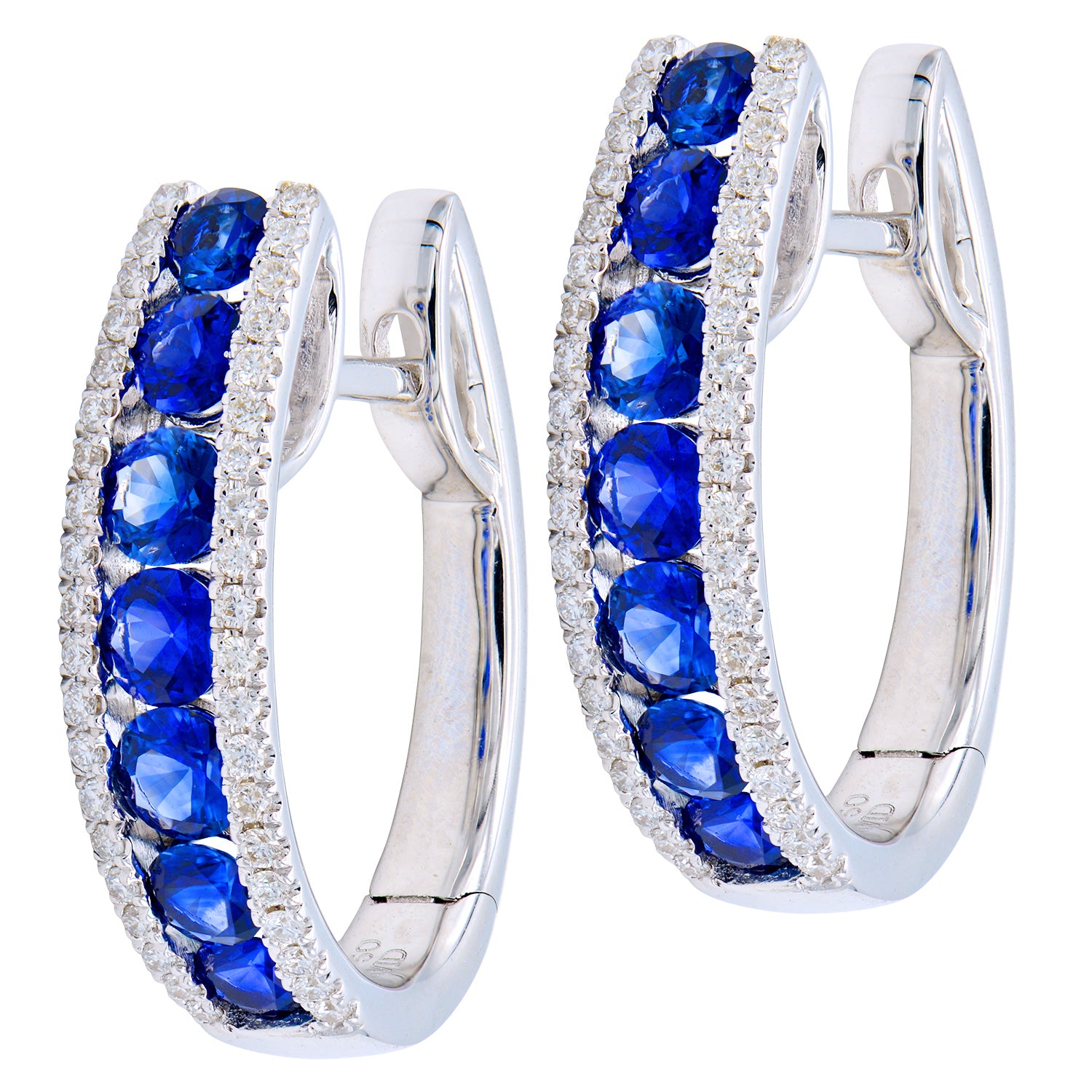 18KW Blue Sapphire Huggie Earrings