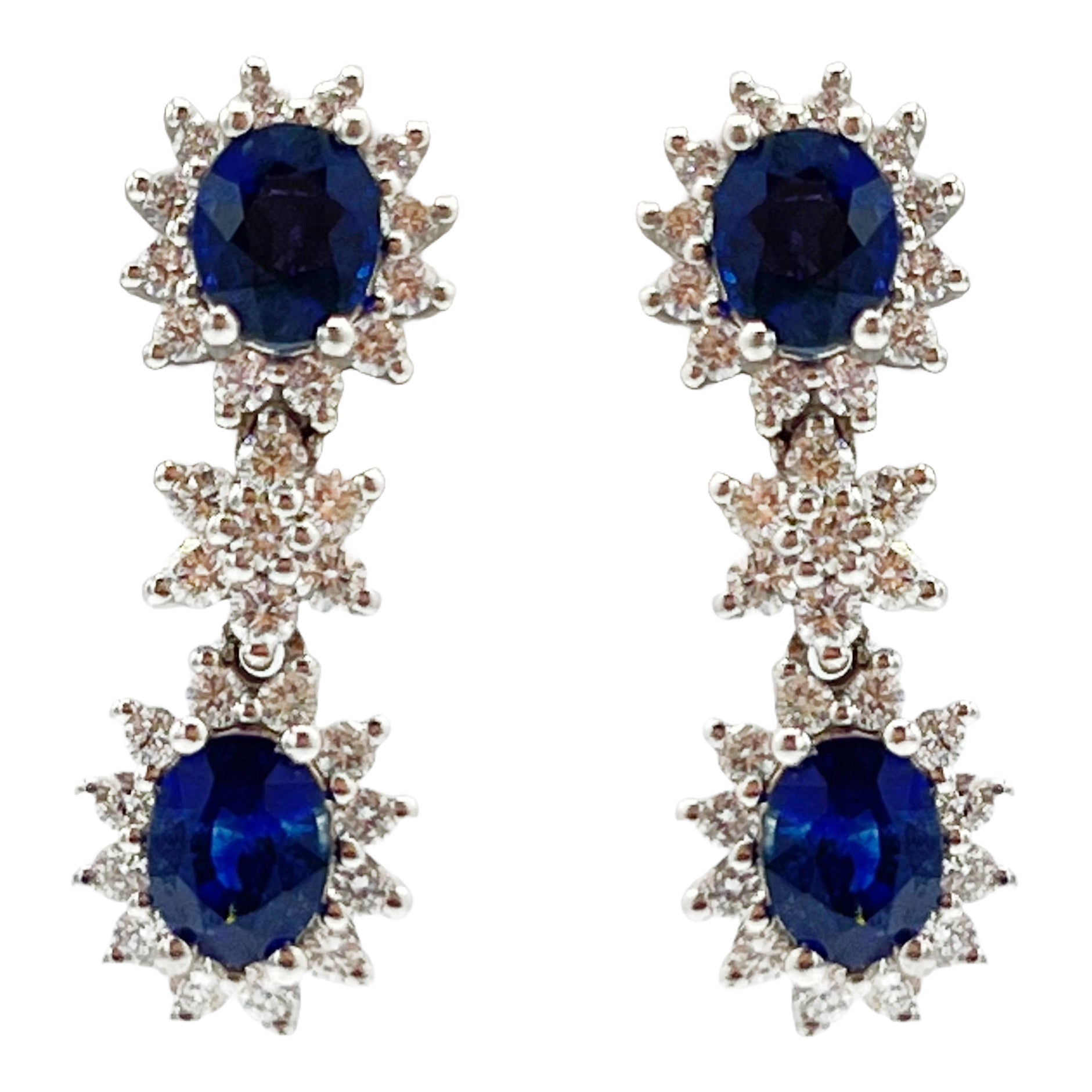 Earrings 18KW/4.7G 4SAPP-1.68CT 62RD-0.63CT