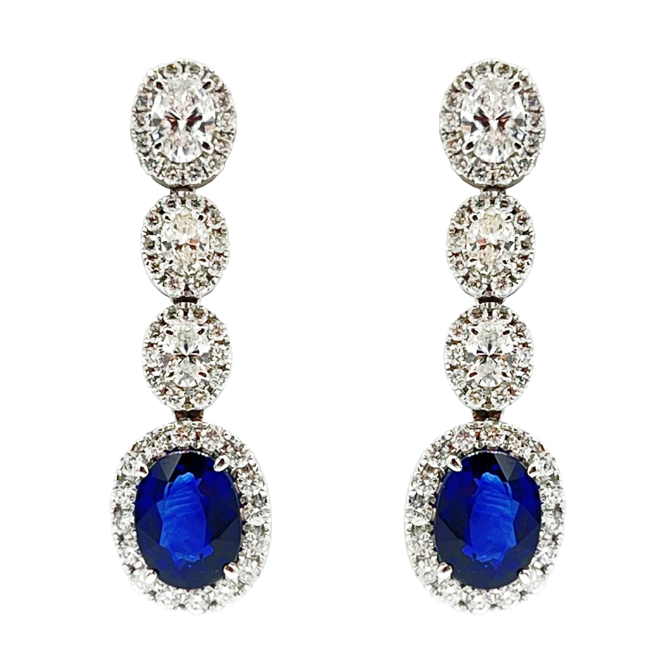 Earrings 18KW/6.3G 2SAPP-3.96CT 6OV-1.14CT 100RD-0.88CT