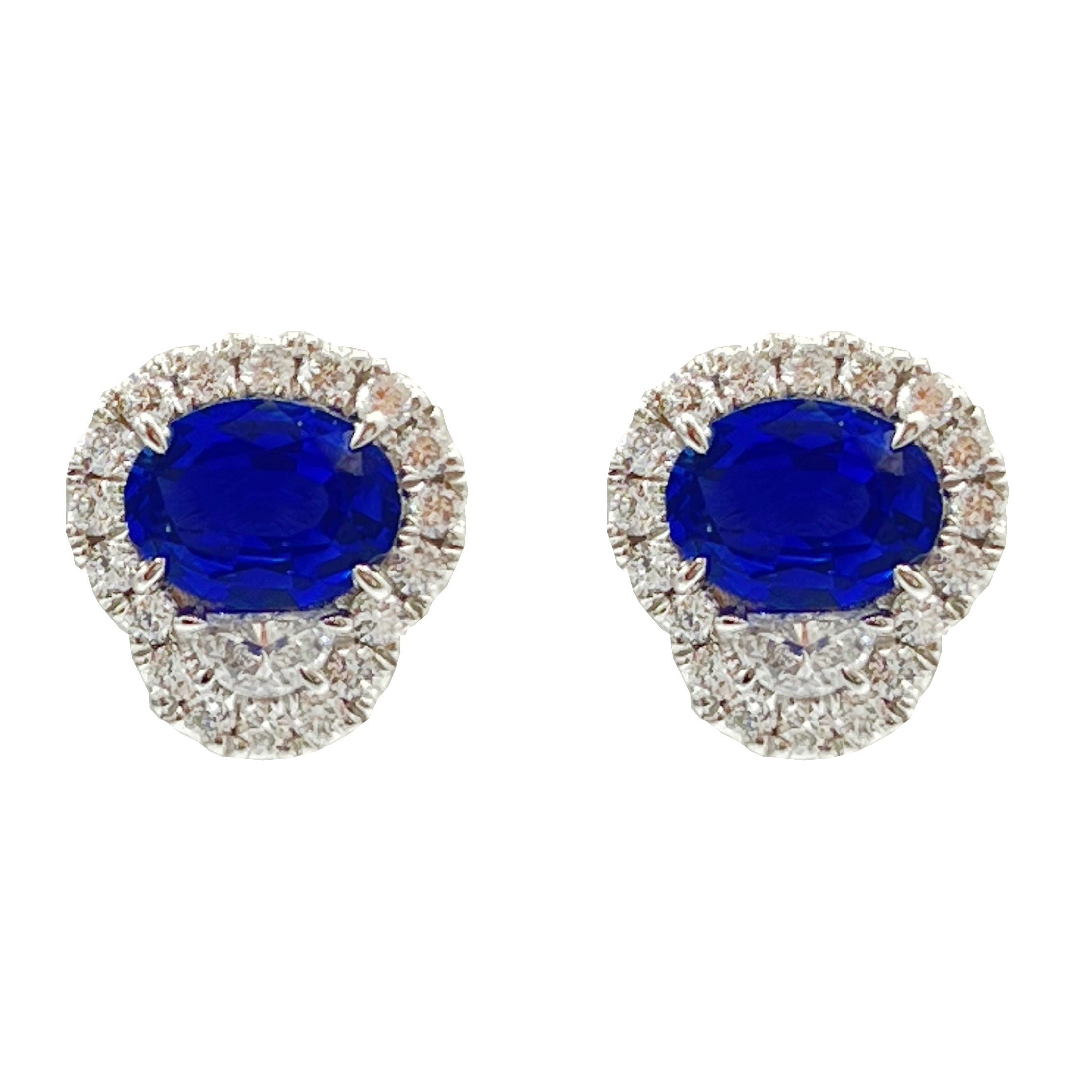 Earrings 18KW/3.7G 2SAPP-3.28CT 2HM-0.26CT 36RD-0.63CT