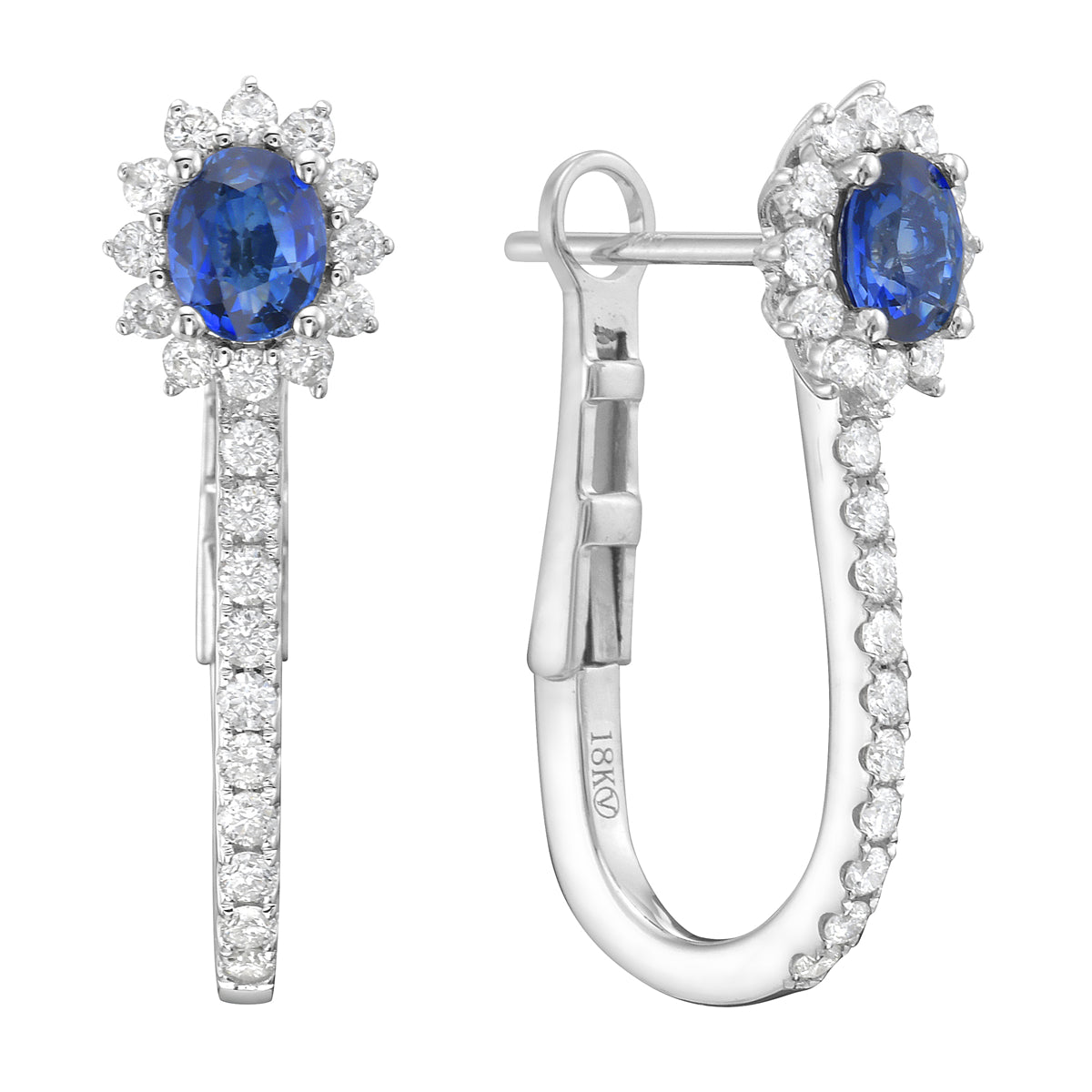 Earrings 18KW/4.4G 2SAPP-0.87CT 44RD-0.56CT