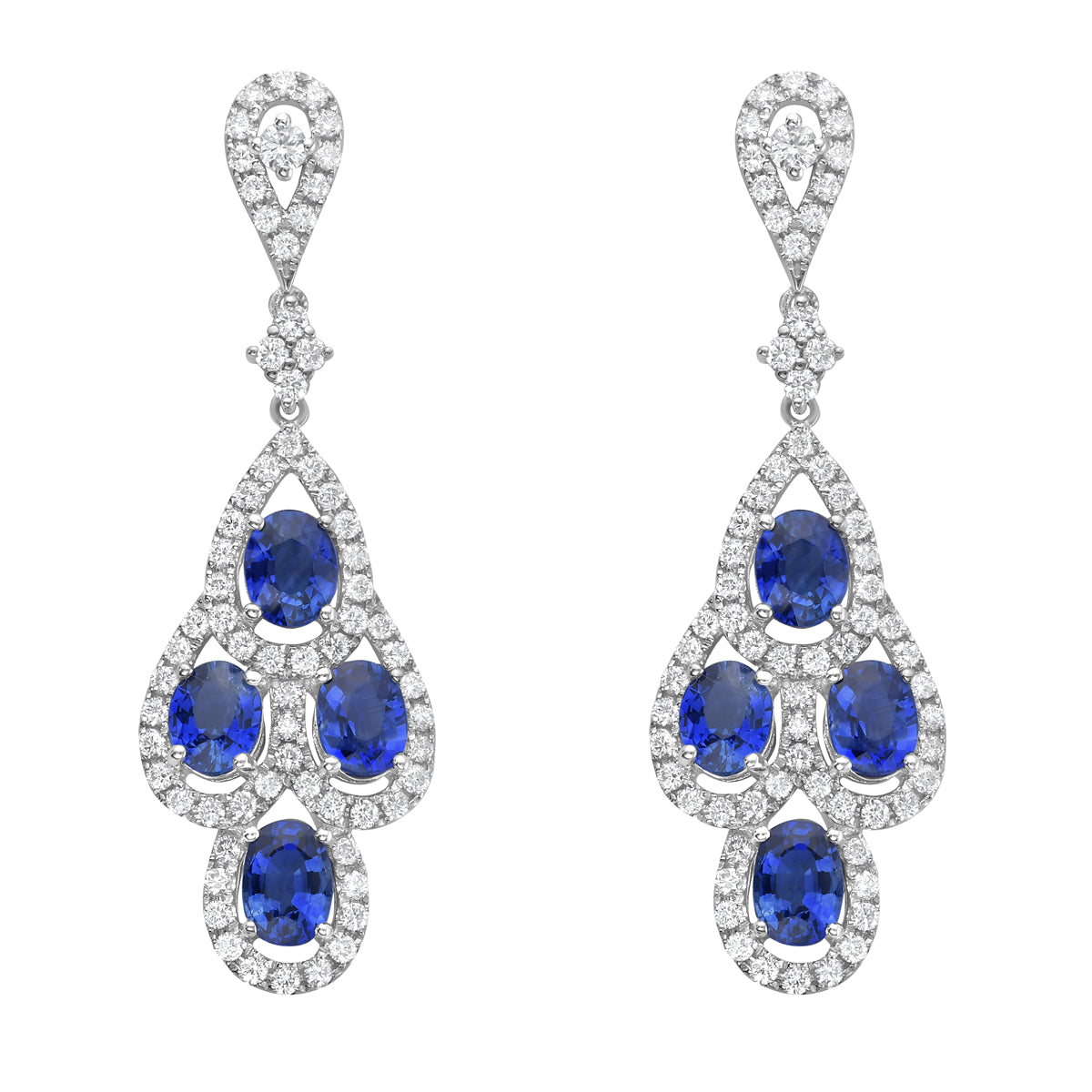 Earrings 18KW/4.6G 8SAPP-3.75CT 136RD-1.08CT