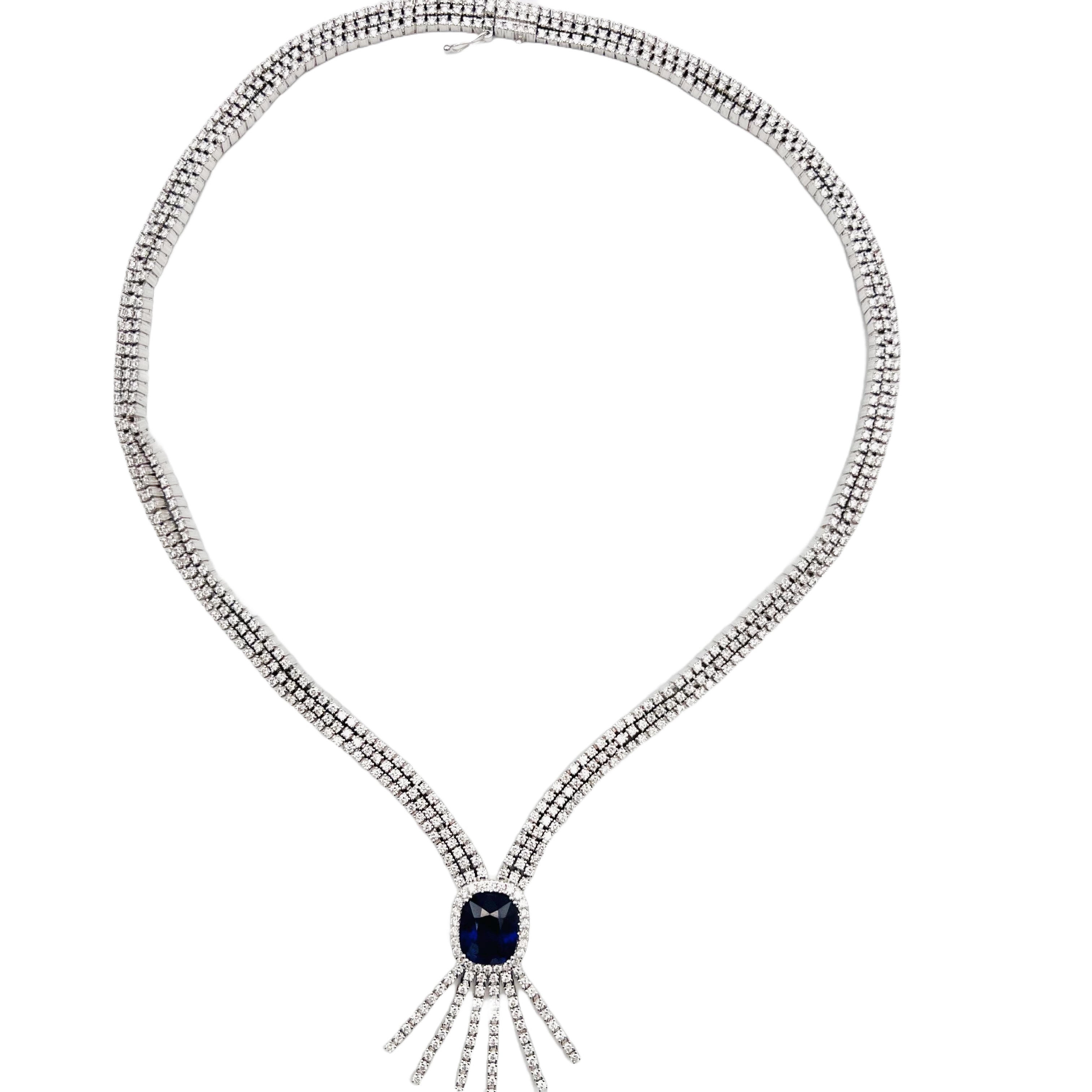 Necklace 18KW/81.9G 1SAPP-9.02CT 689RD-15.31CT