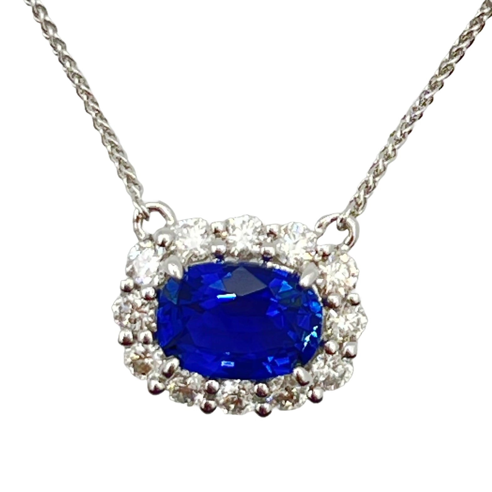 Necklace 18KW/1.4G 1SAPP-1.00CT 12RD-0.43CT