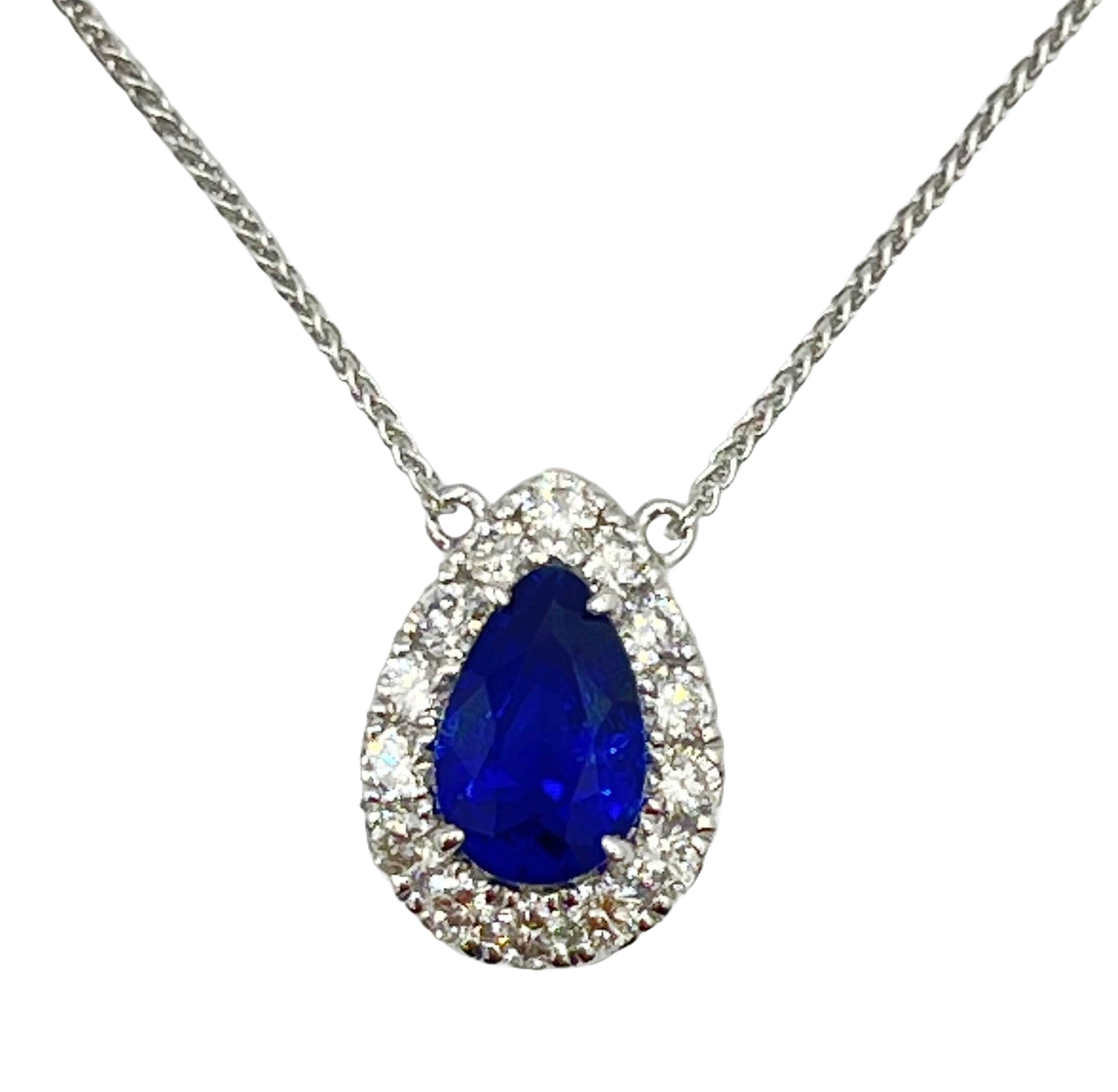 Necklace 18KW/1.2G 1SAPP-1.34CT 14RD-0.39CT