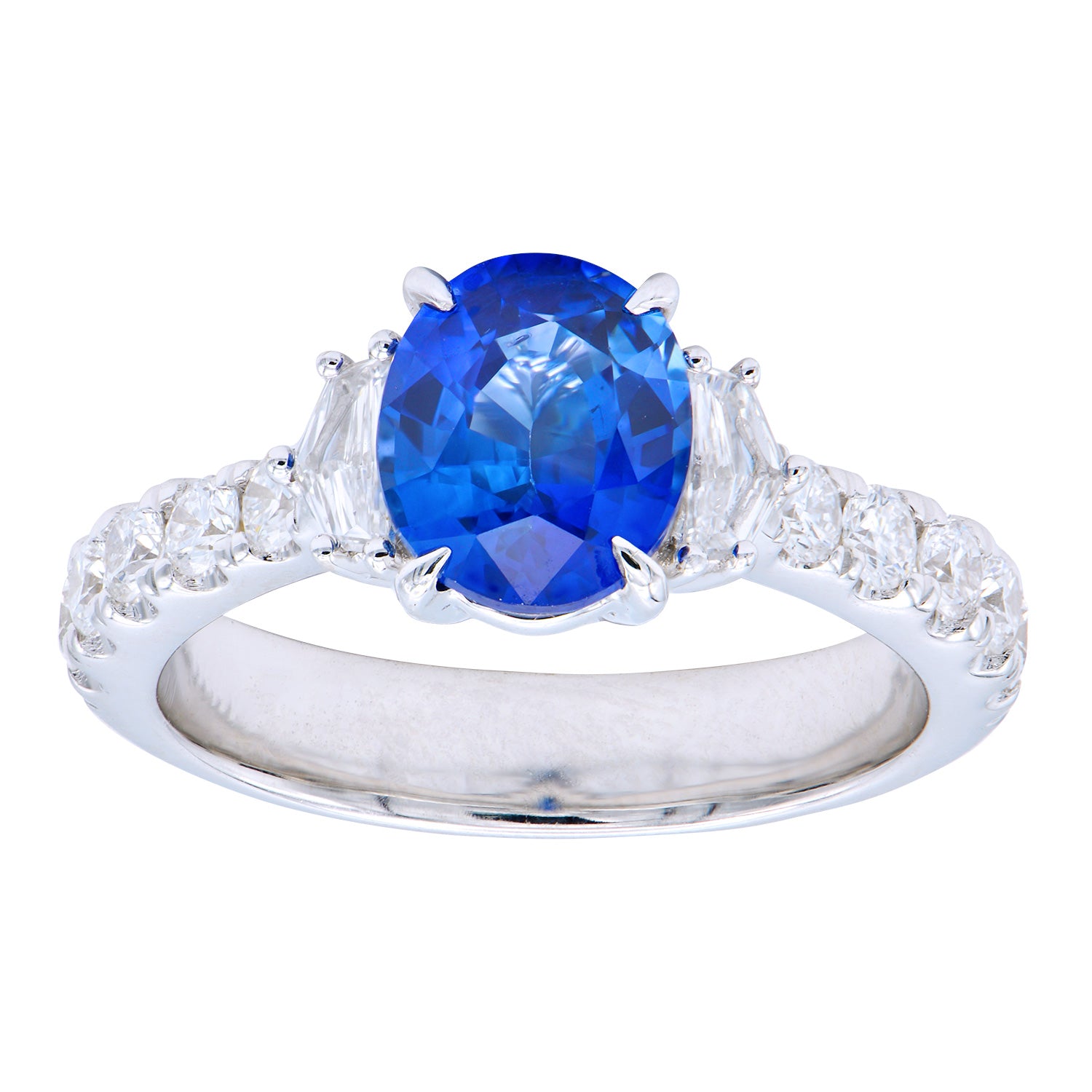 Ring 18KW/5.6G 1SAPP-2.01CT 2EPA-0.13CT 10RD-0.50CT