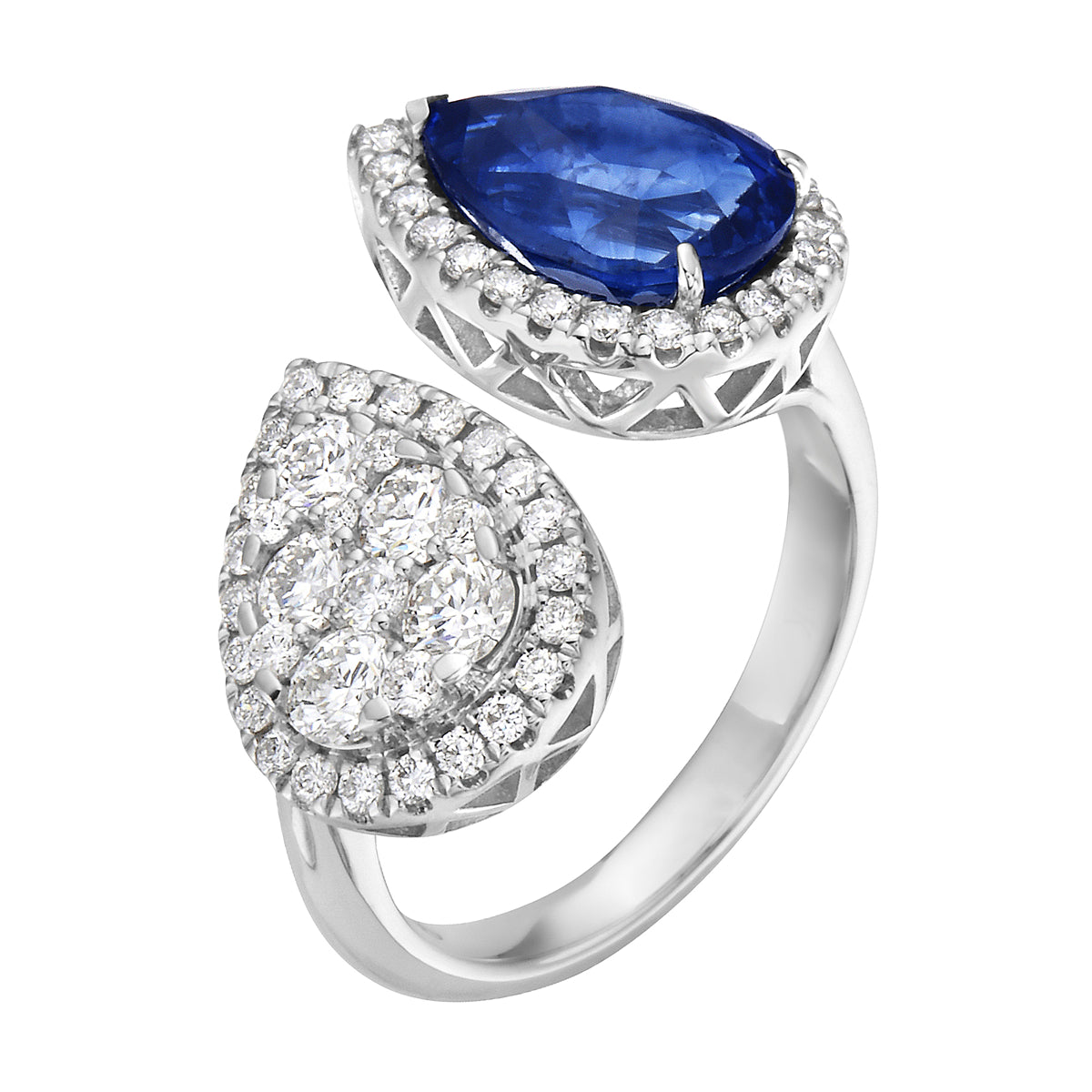 Ring 18KW/6.9G 1SAPP-3.48CT 5RD-0.58CT 51RD-0.50CT