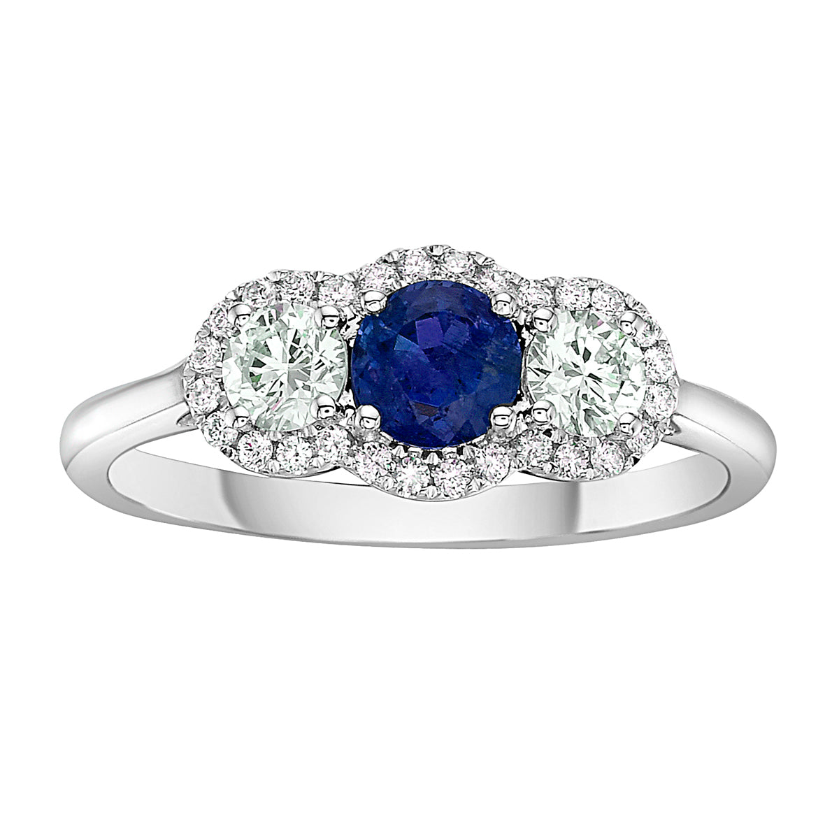 Ring 18KW/2.8G 2RD-0.31CT 1SAPP-0.56CT 28RD-0.11CT