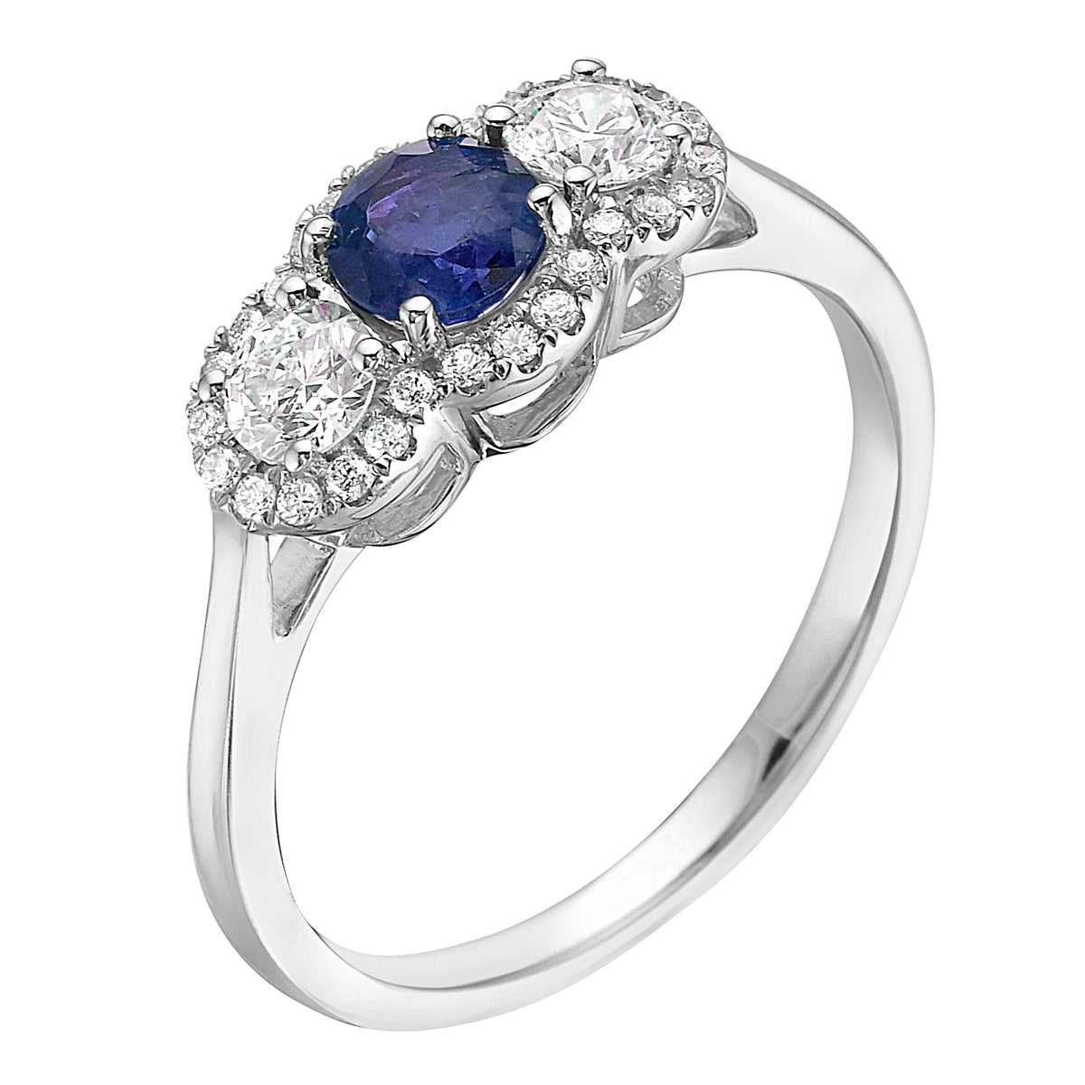 Ring 18KW/2.8G 2RD-0.31CT 1SAPP-0.56CT 28RD-0.11CT