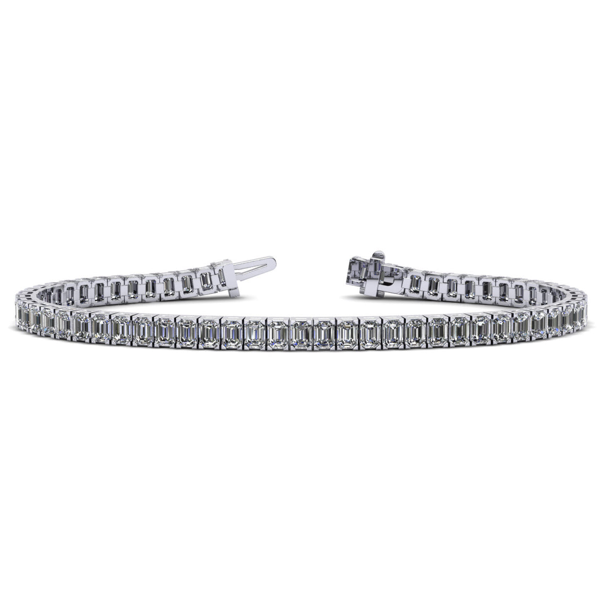 20CT Platinum Emerald Cut Tennis Bracelet