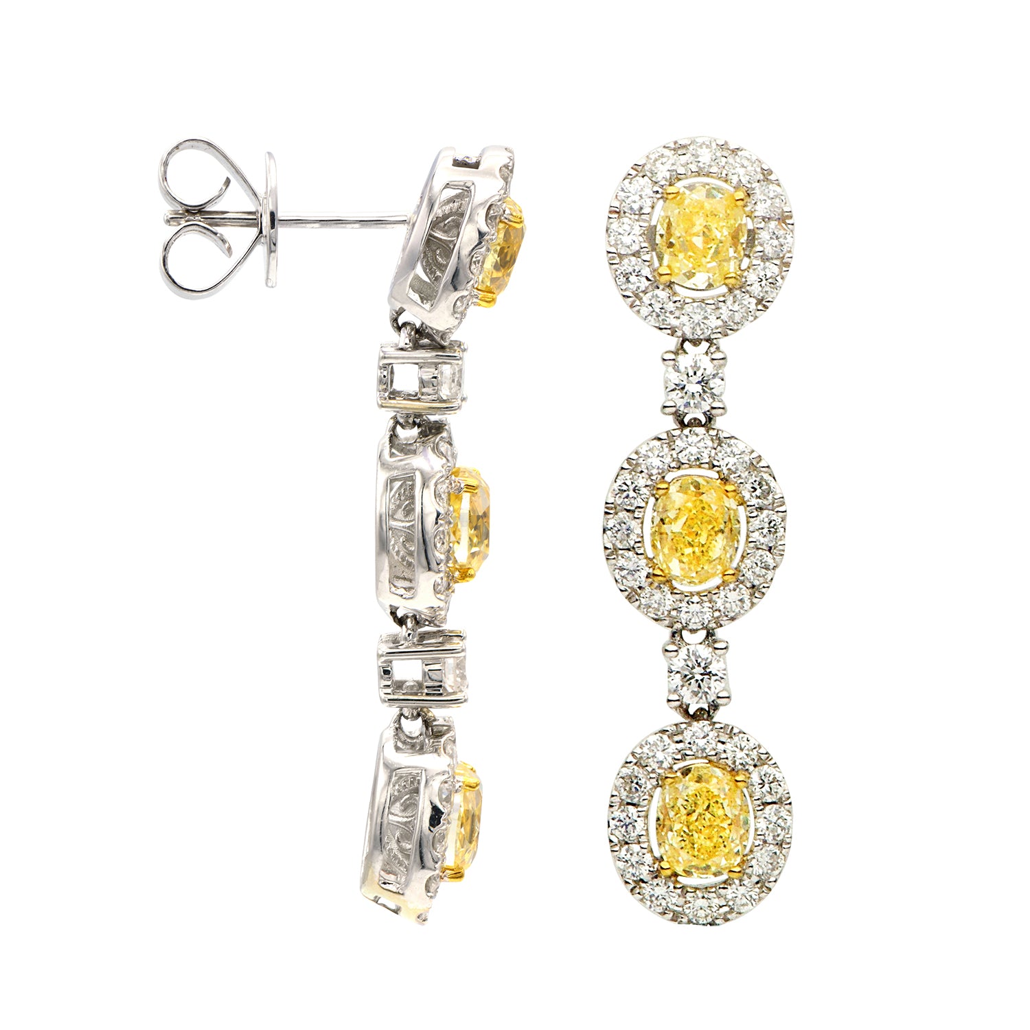 18KWY Yellow Diamond Earrings